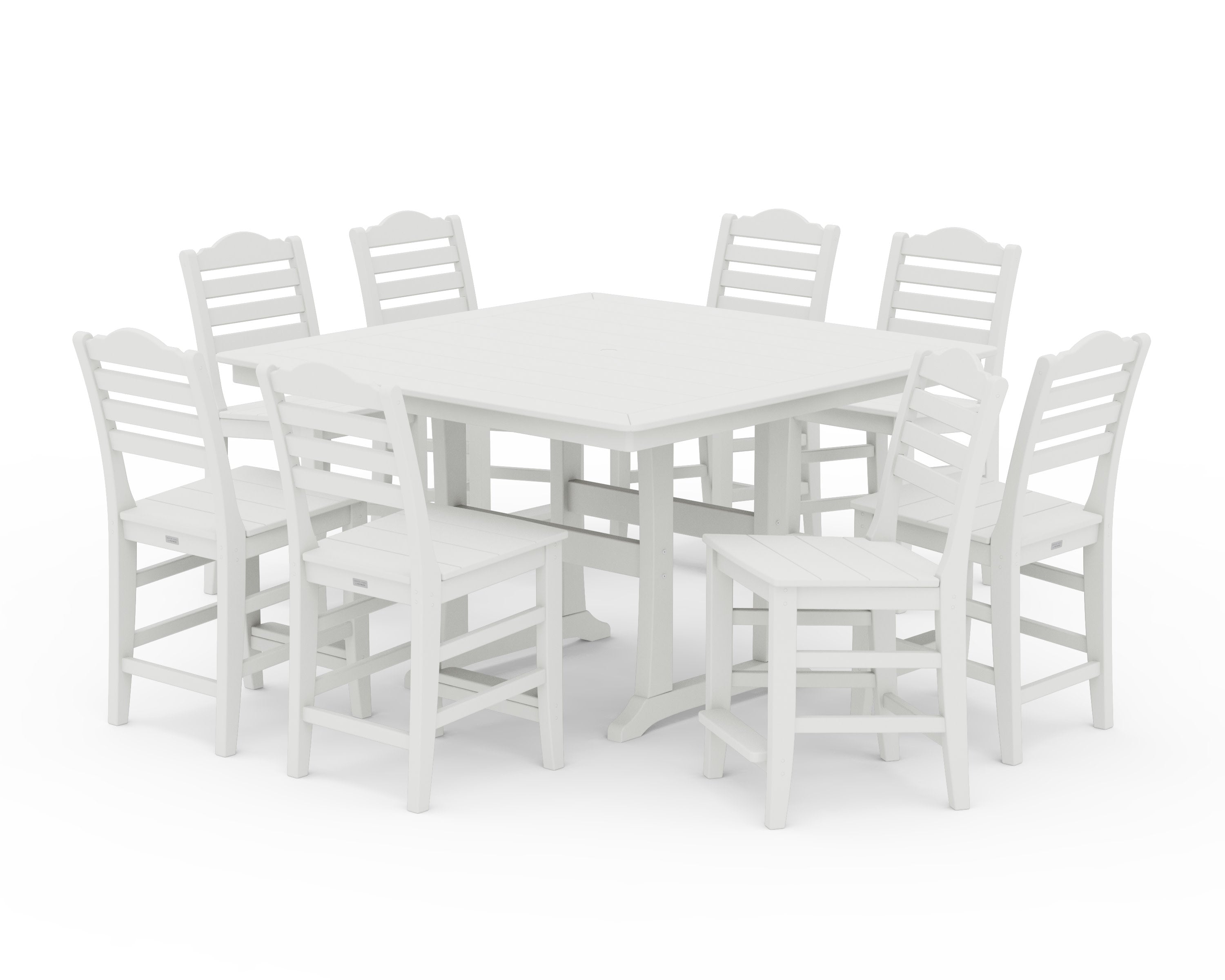 Savannah Side Chair 9-Piece Square Counter Set with Trestle Legs in Vintage White