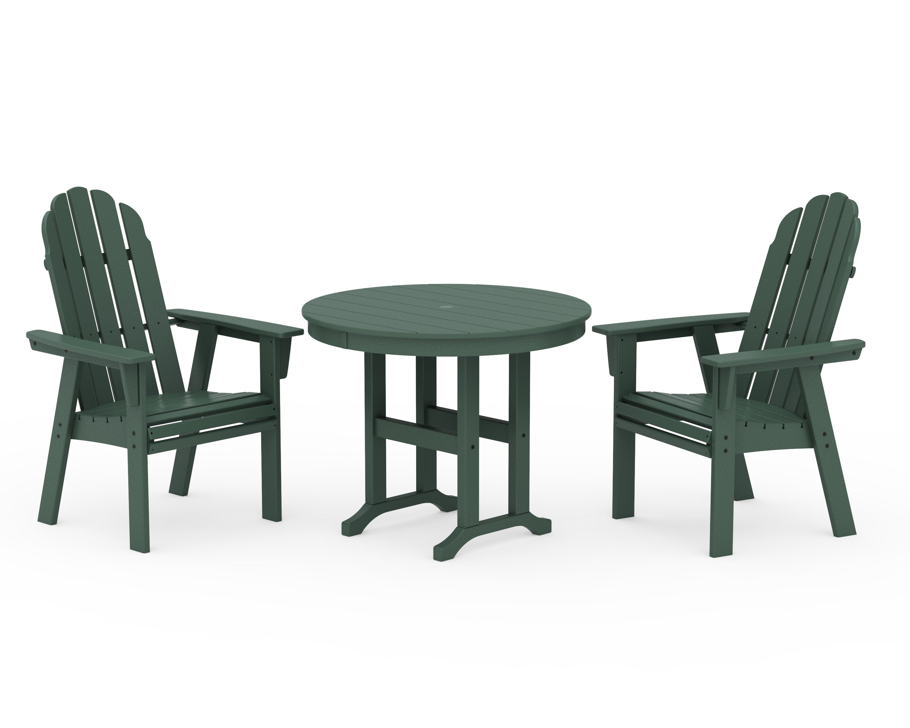 Vineyard Adirondack 3-Piece Round Dining Set in Green
