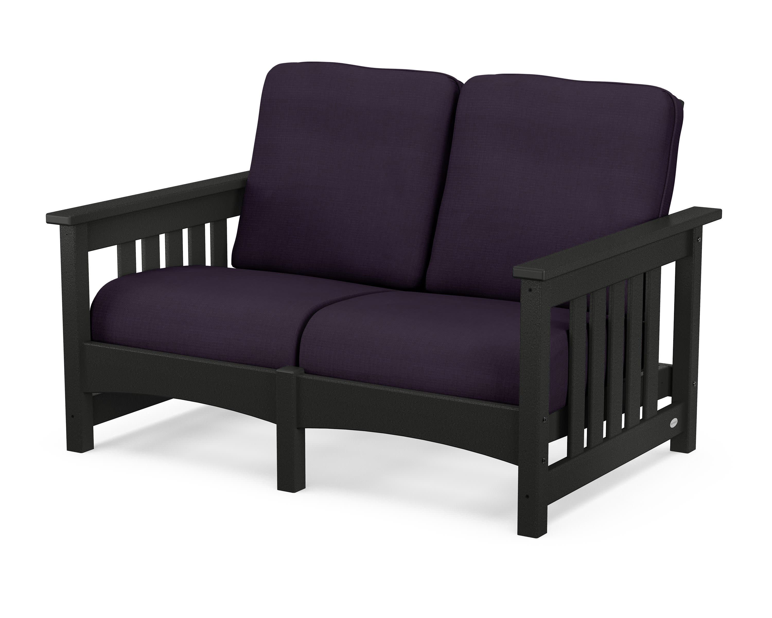 Club Mission Loveseat in Black / Navy Linen
