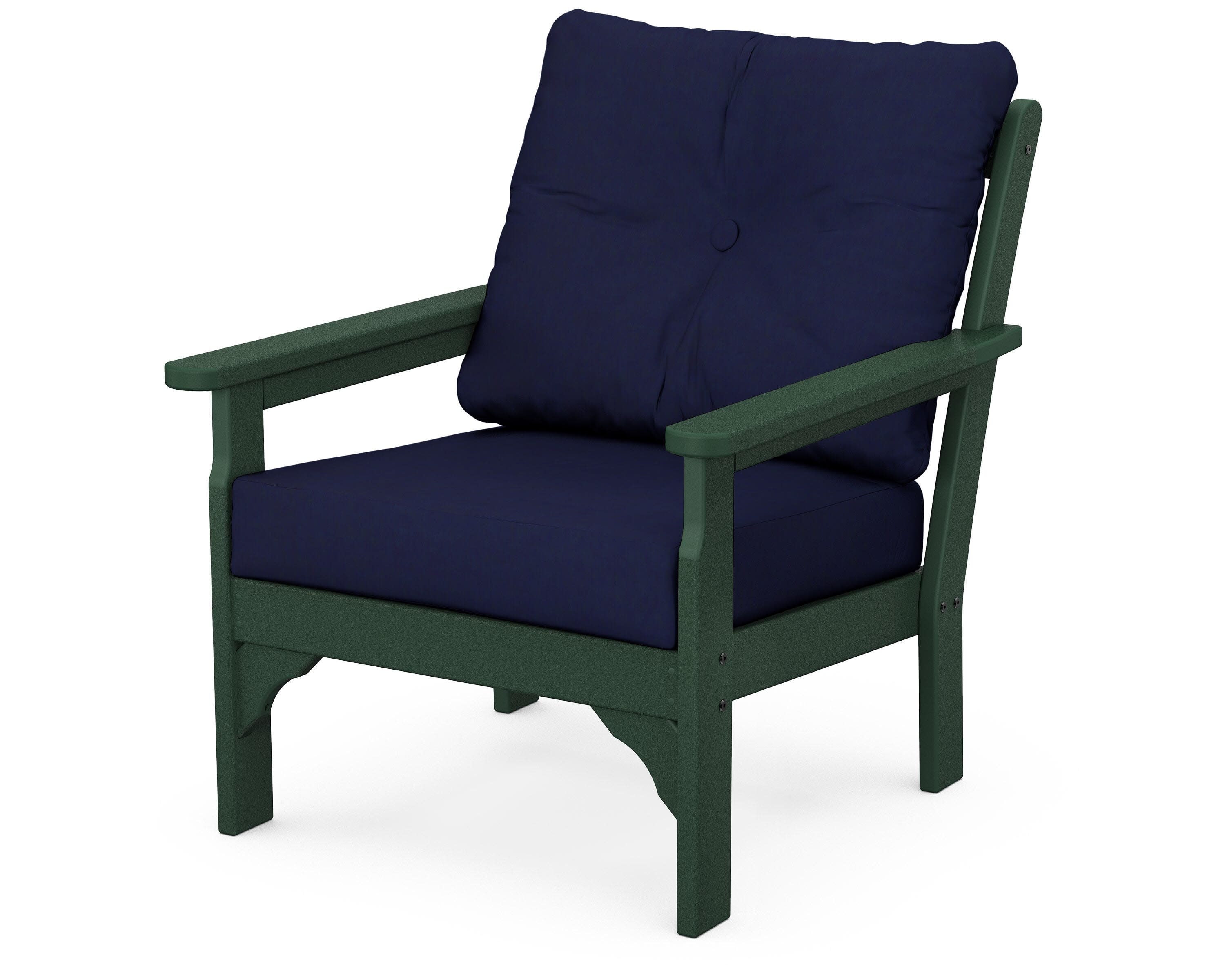 Vineyard Deep Seating Chair in Green / Navy