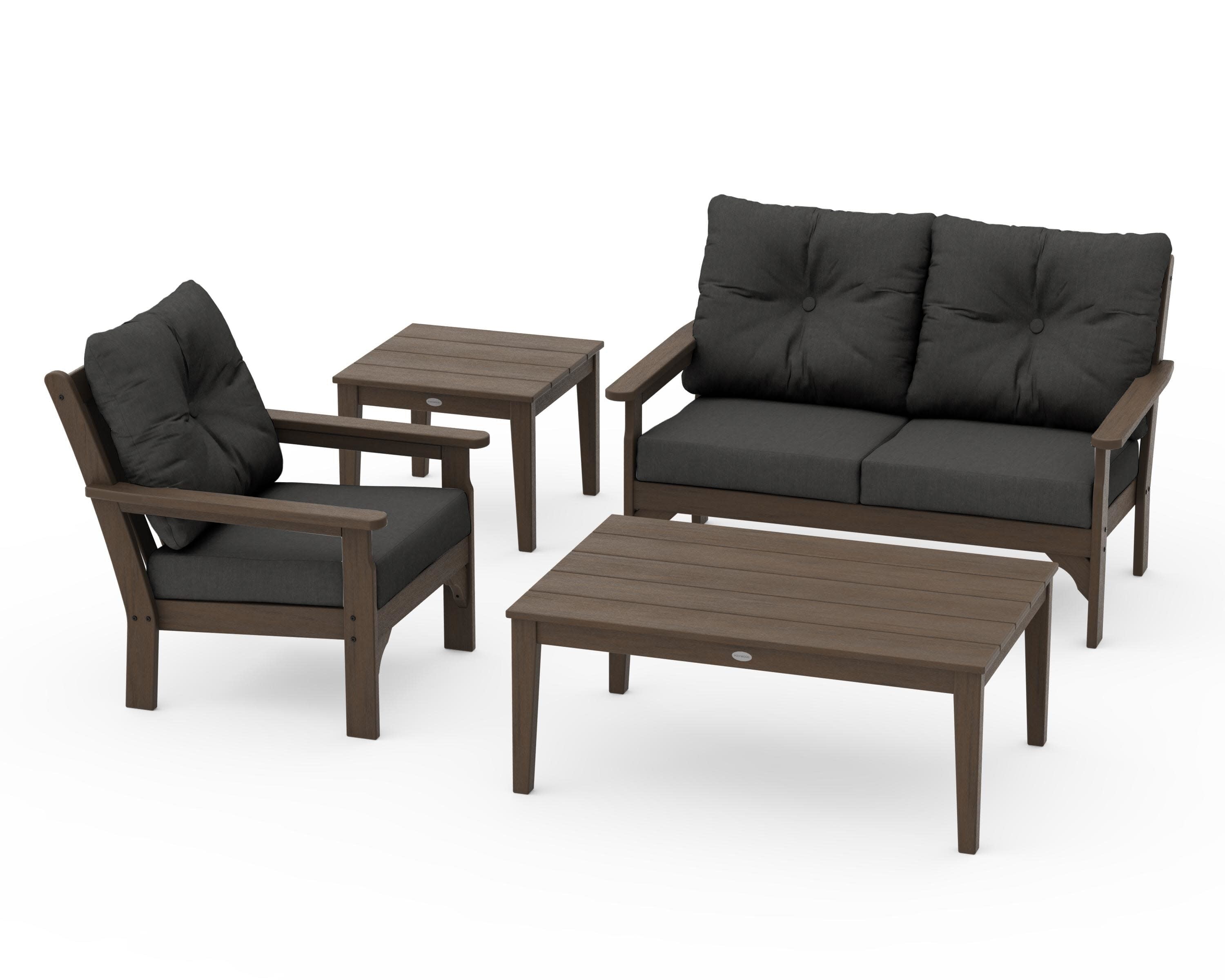 Vineyard 4-Piece Deep Seating Set in Kona / Spectrum Carbon