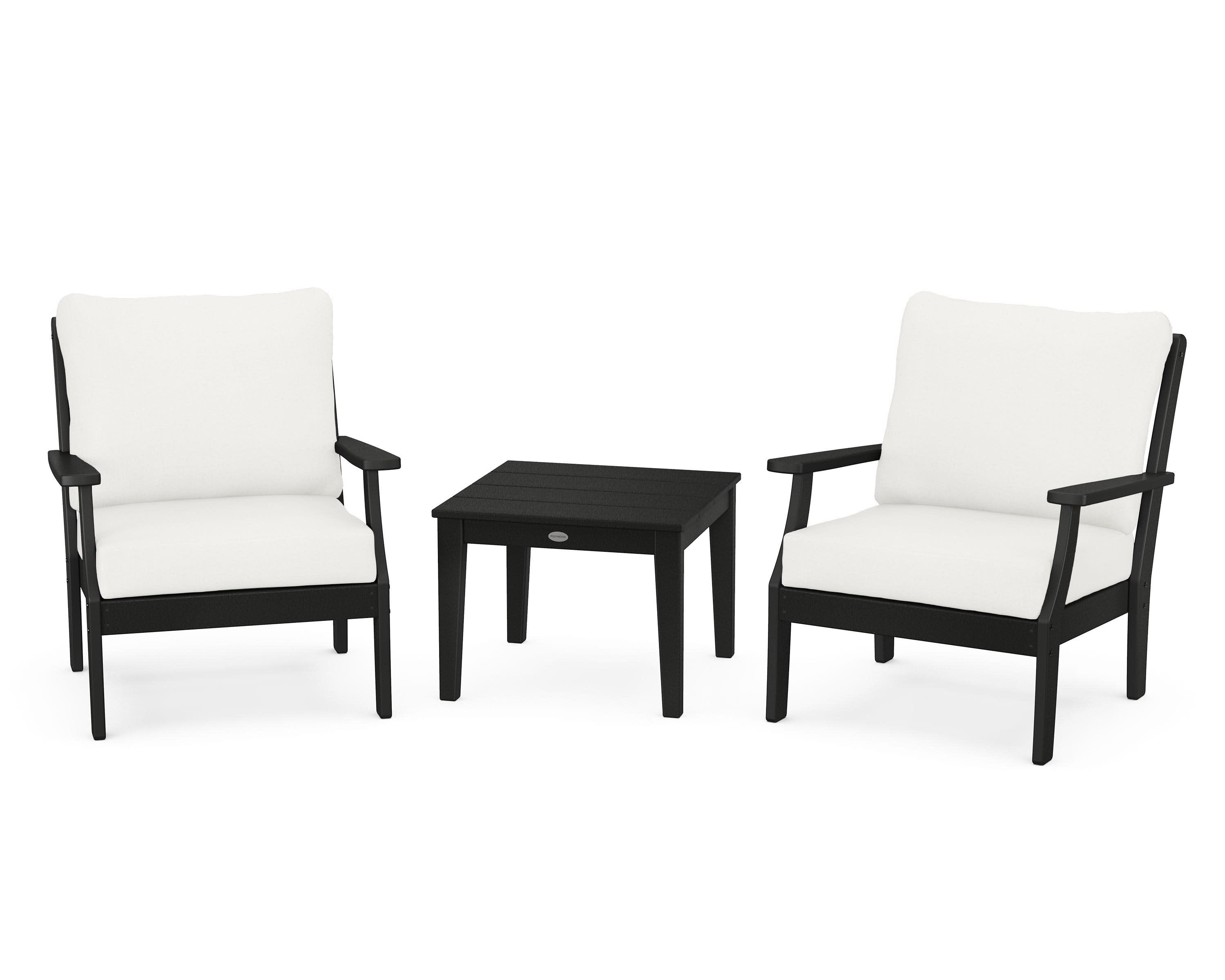 Braxton 3-Piece Deep Seating Set in Black / Natural Linen