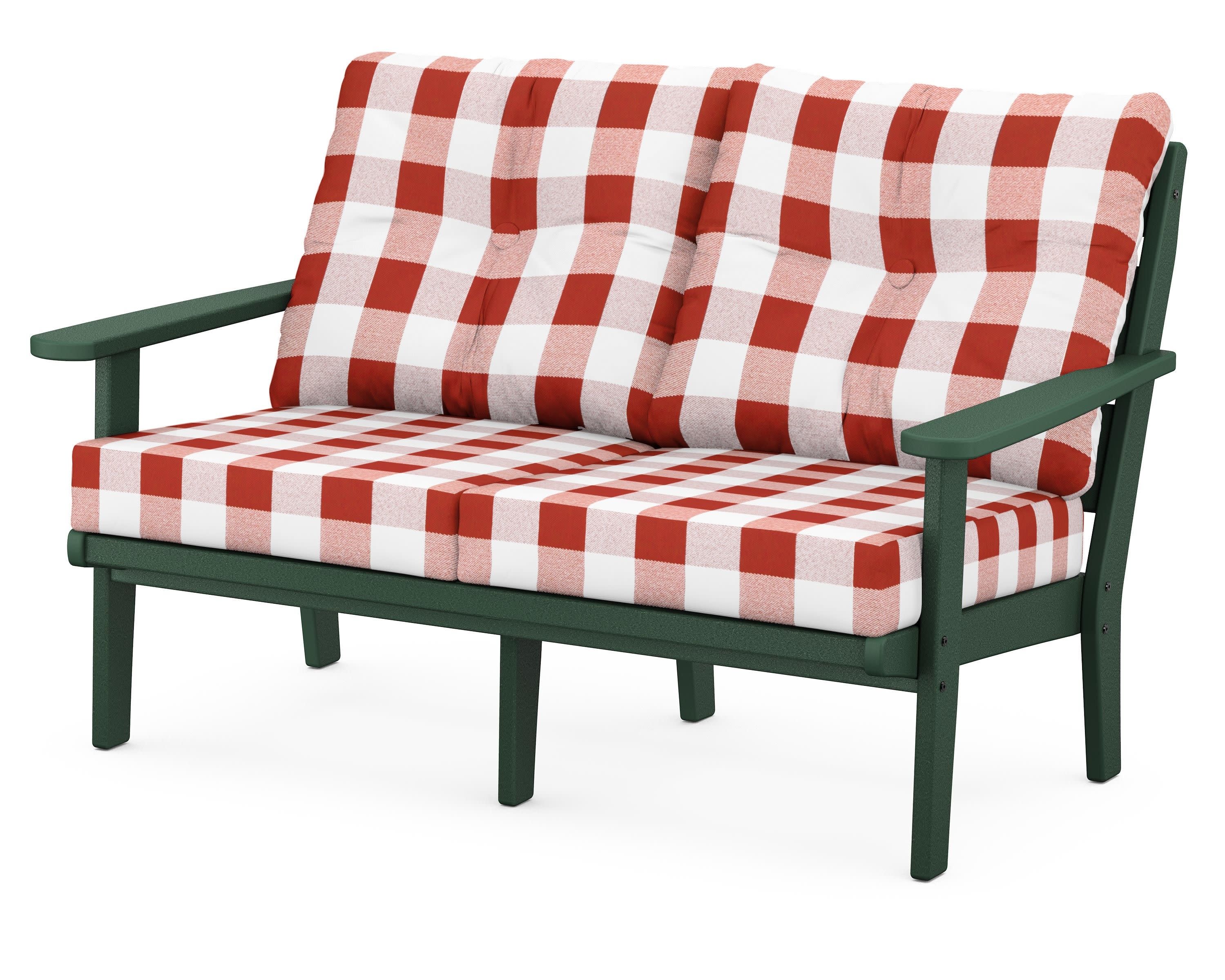 Lakeside Deep Seating Loveseat in Green / Buffalo Plaid Crimson