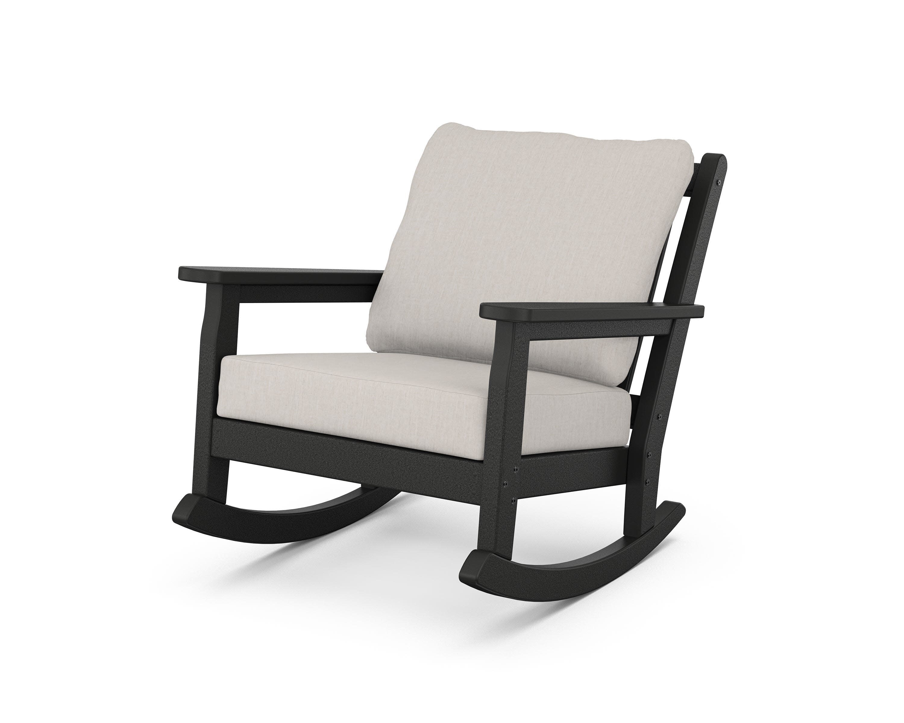 Chippendale Deep Seating Rocking Chair in Black / Cast Ash