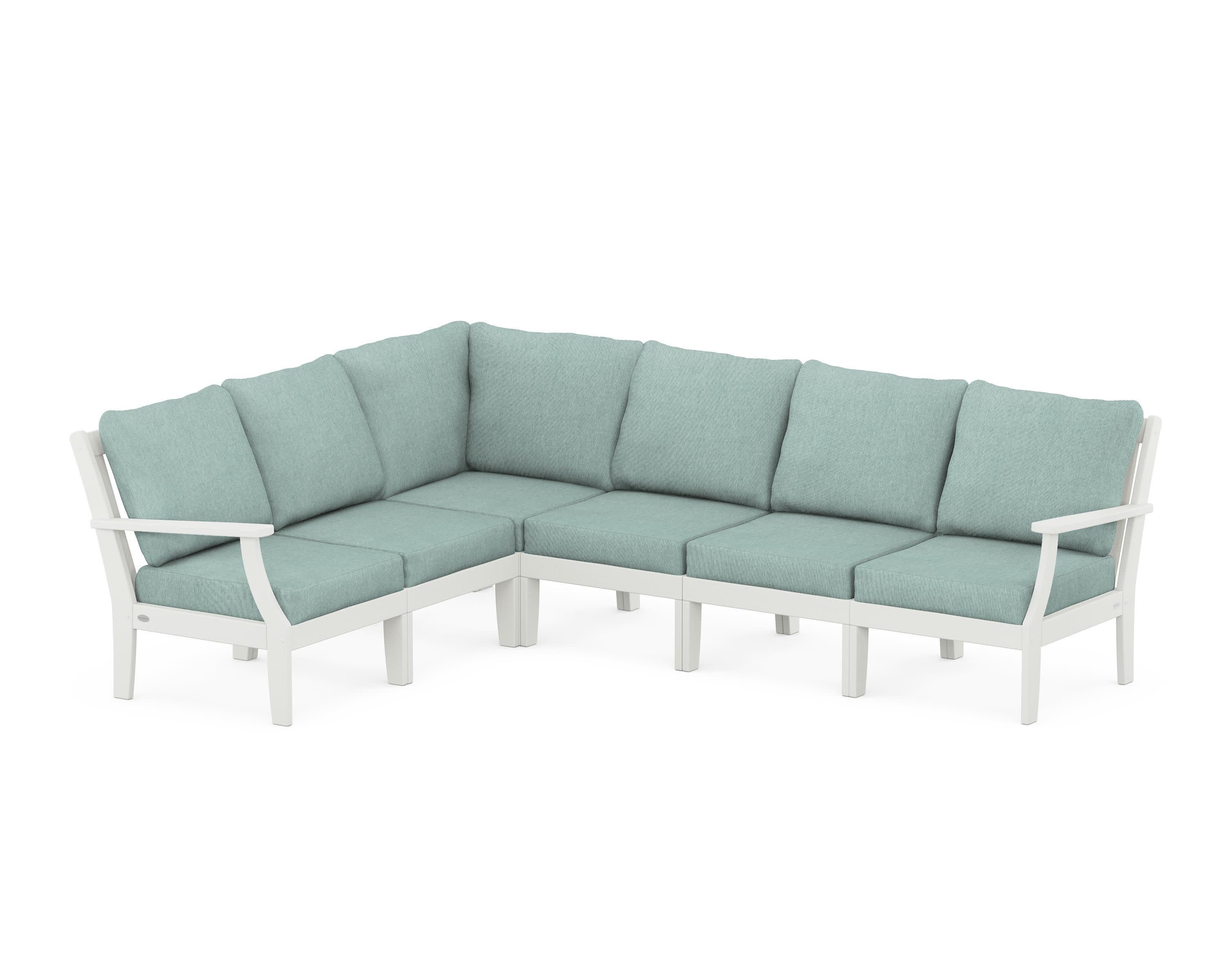 Braxton Modular 6-Piece Deep Seating Set in Vintage White / Glacier Spa