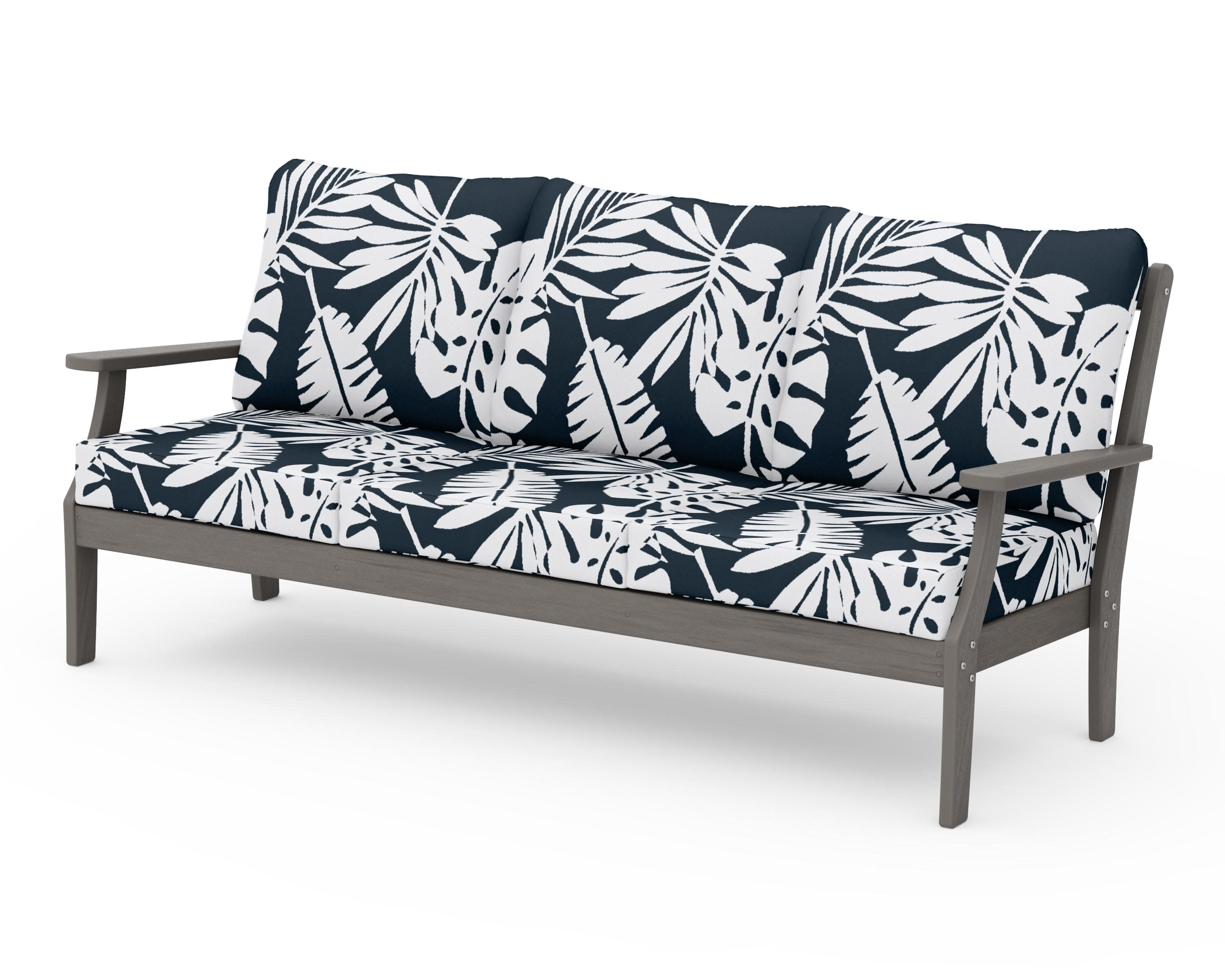 Braxton Deep Seating Sofa in Driftwood / Leaf Marine Indigo