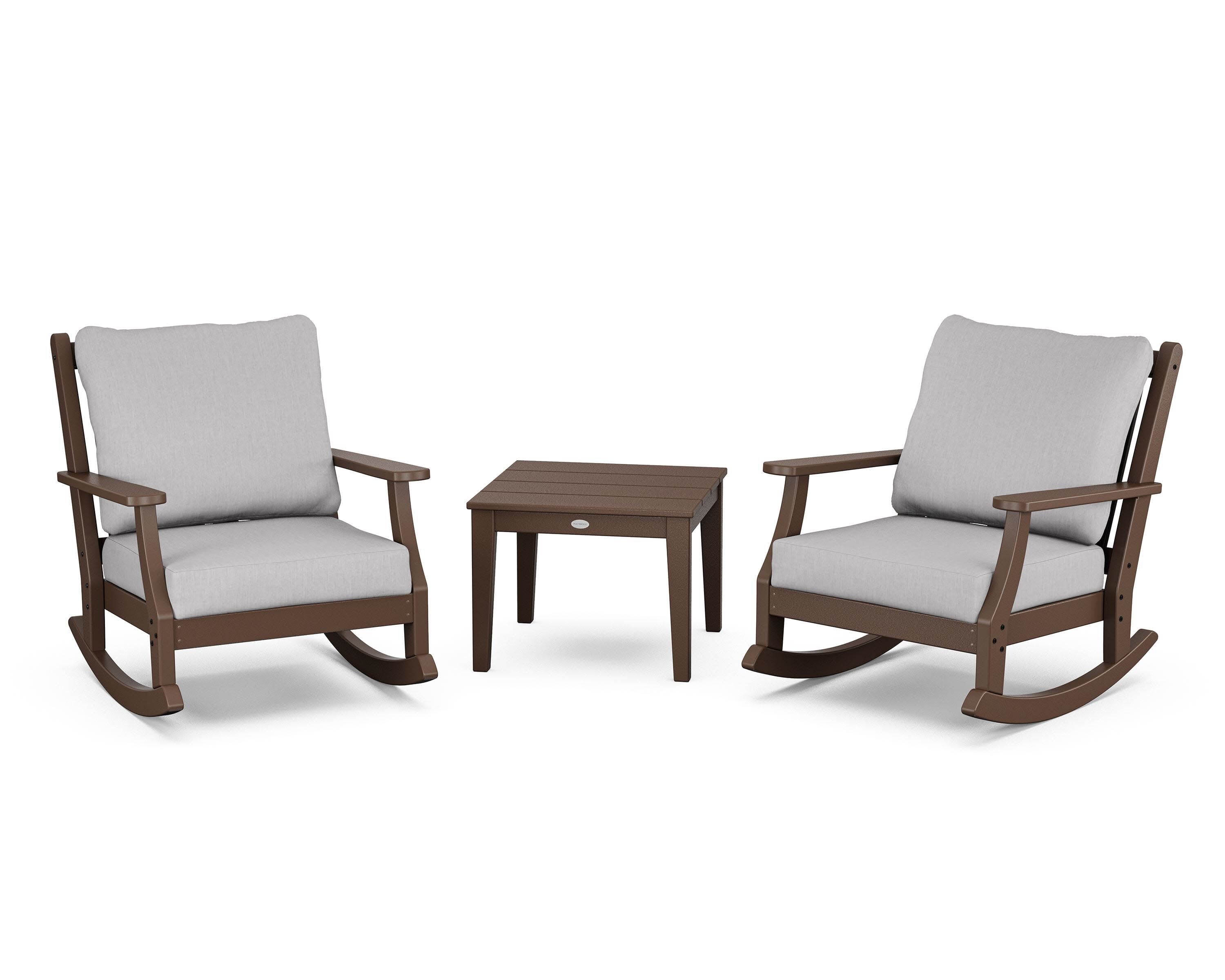 Wovendale 3-Piece Deep Seating Rocker Set in Mahogany / Granite