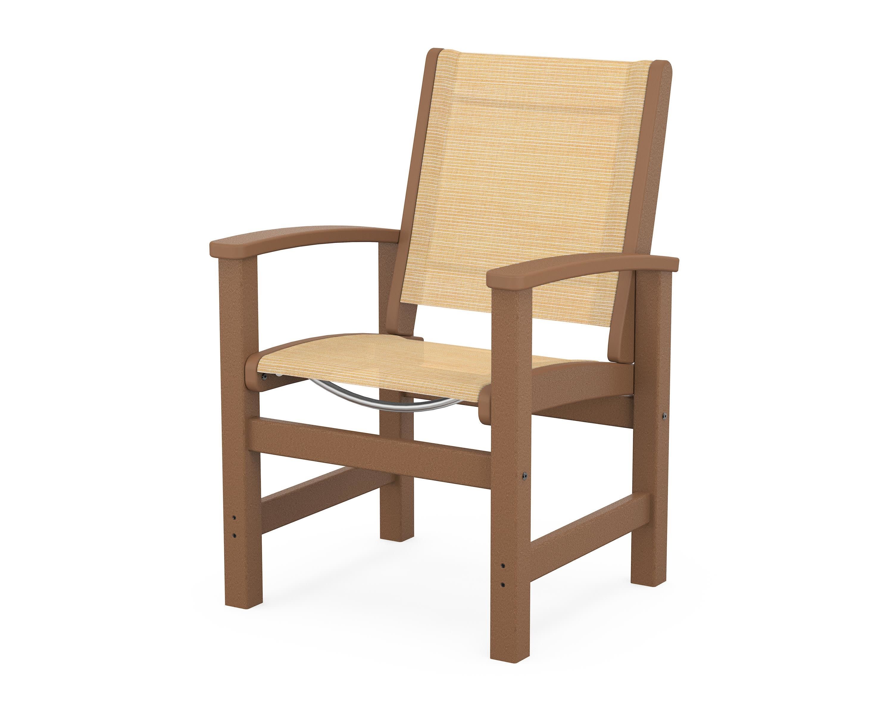 Coastal Dining Chair in Teak / Dupioni Apricot Sling
