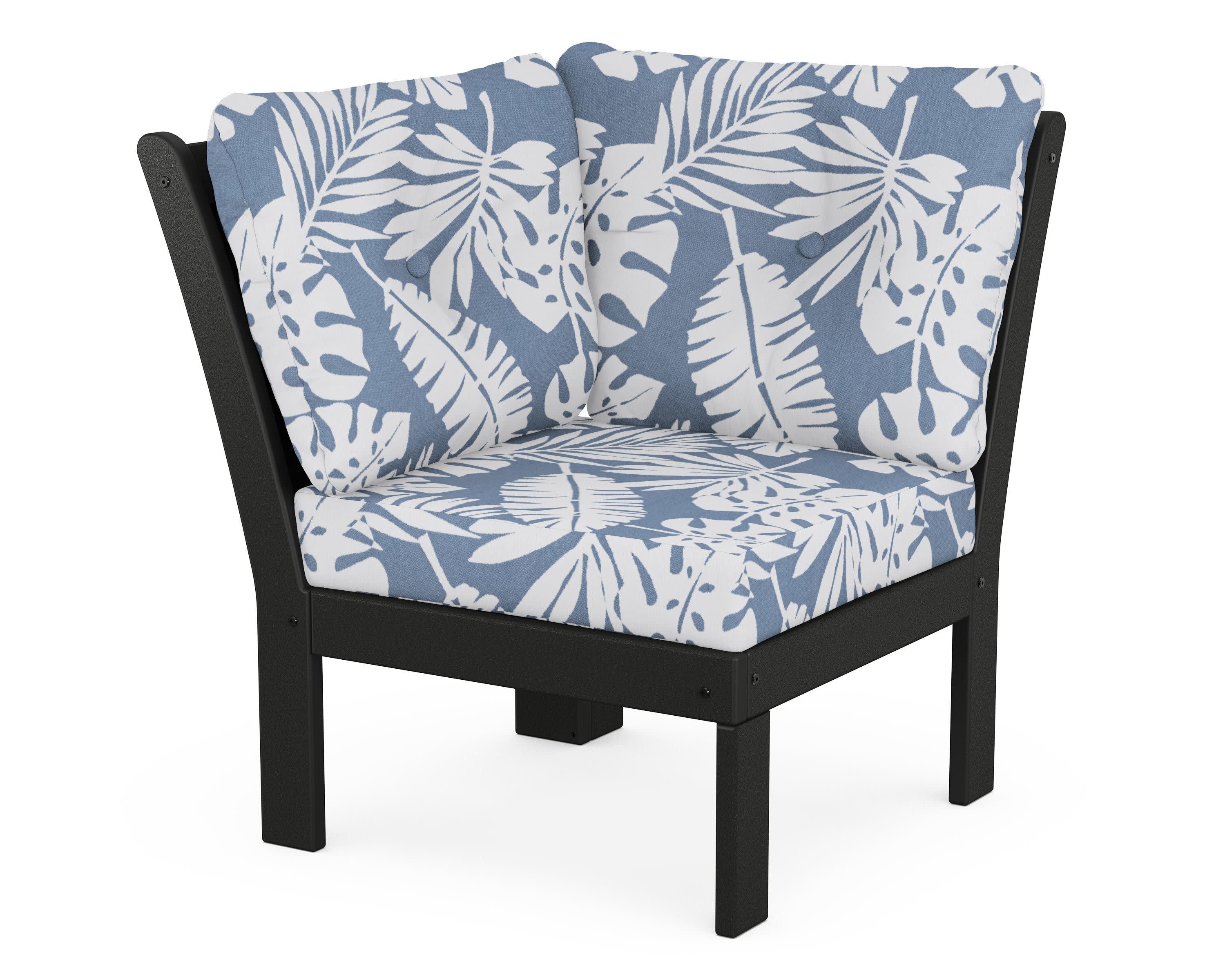 Vineyard Modular Corner Chair in Black / Leaf Sky Blue