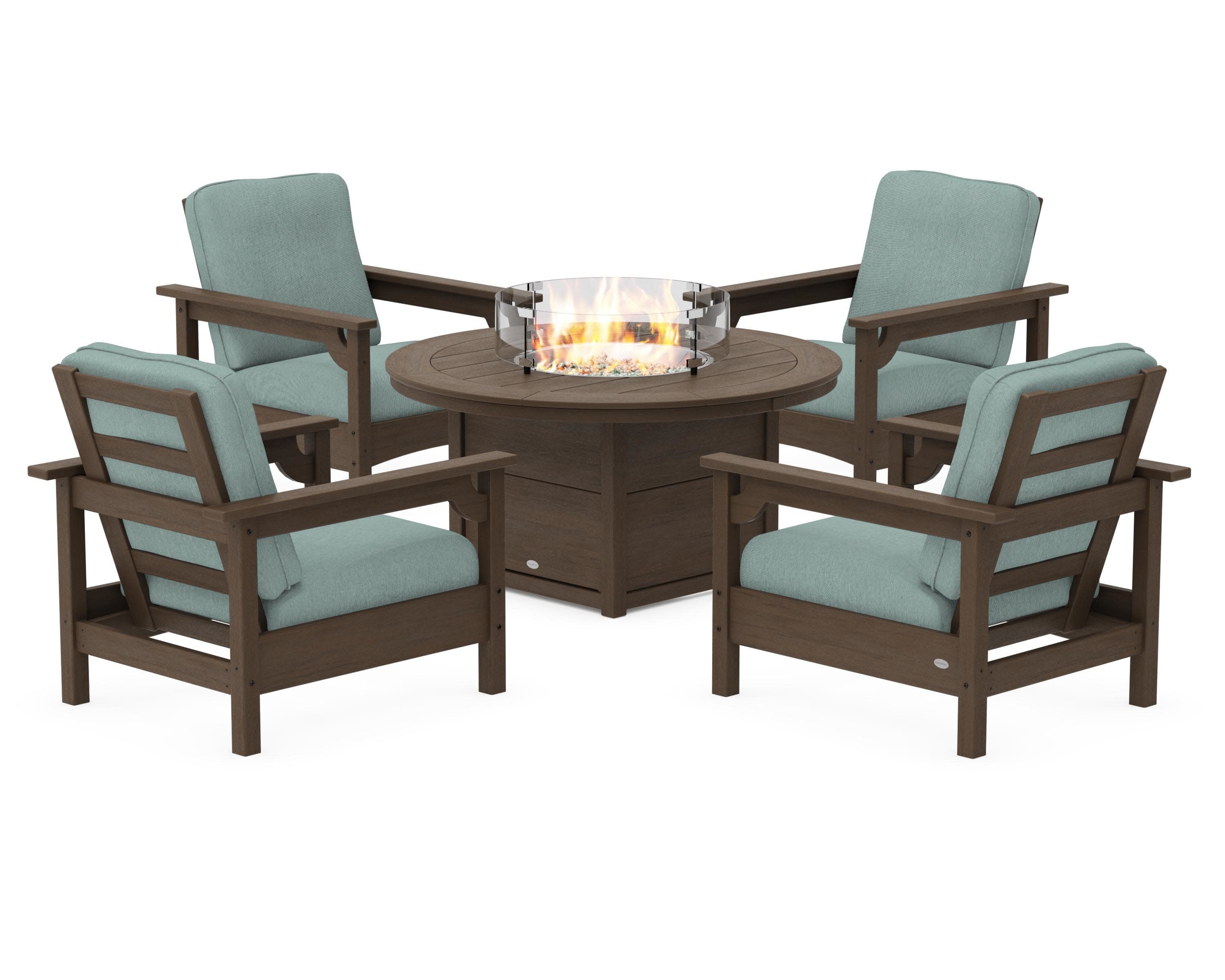 Club 5-Piece Conversation Set with Fire Pit Table in Kona / Glacier Spa