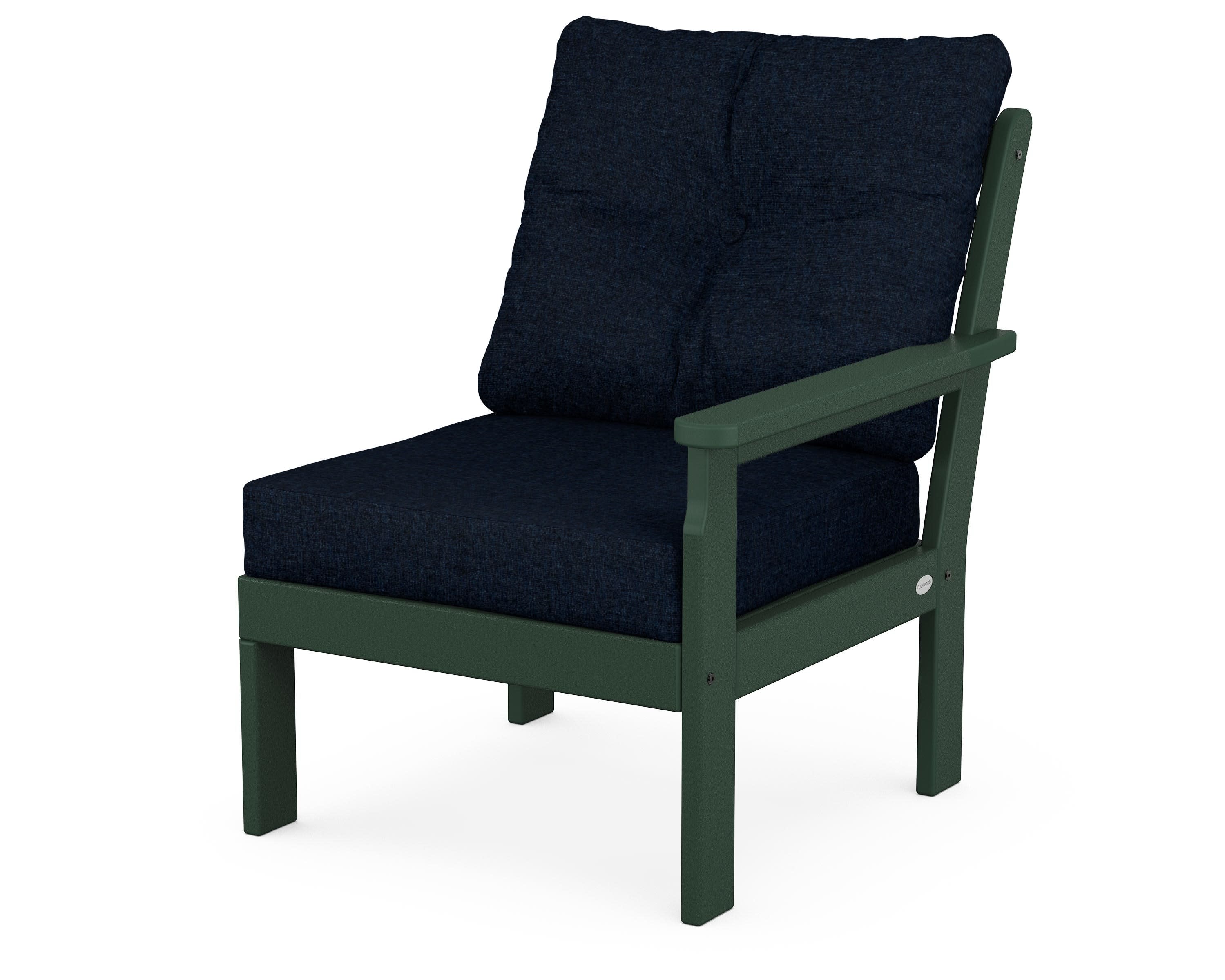 Vineyard Modular Right Arm Chair in Green / Marine Indigo