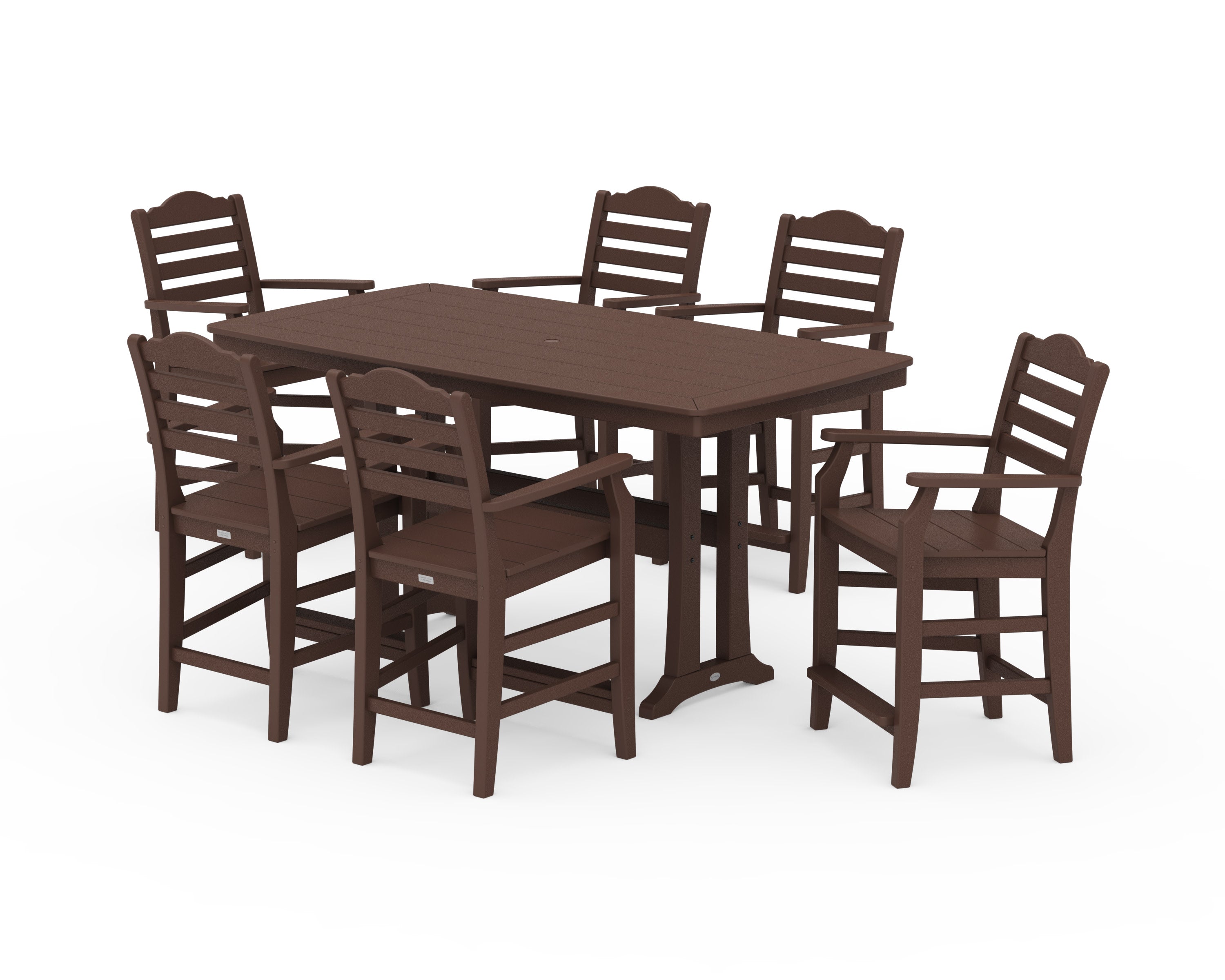 Savannah Arm Chair 7-Piece Counter Set with Trestle Legs in Mahogany