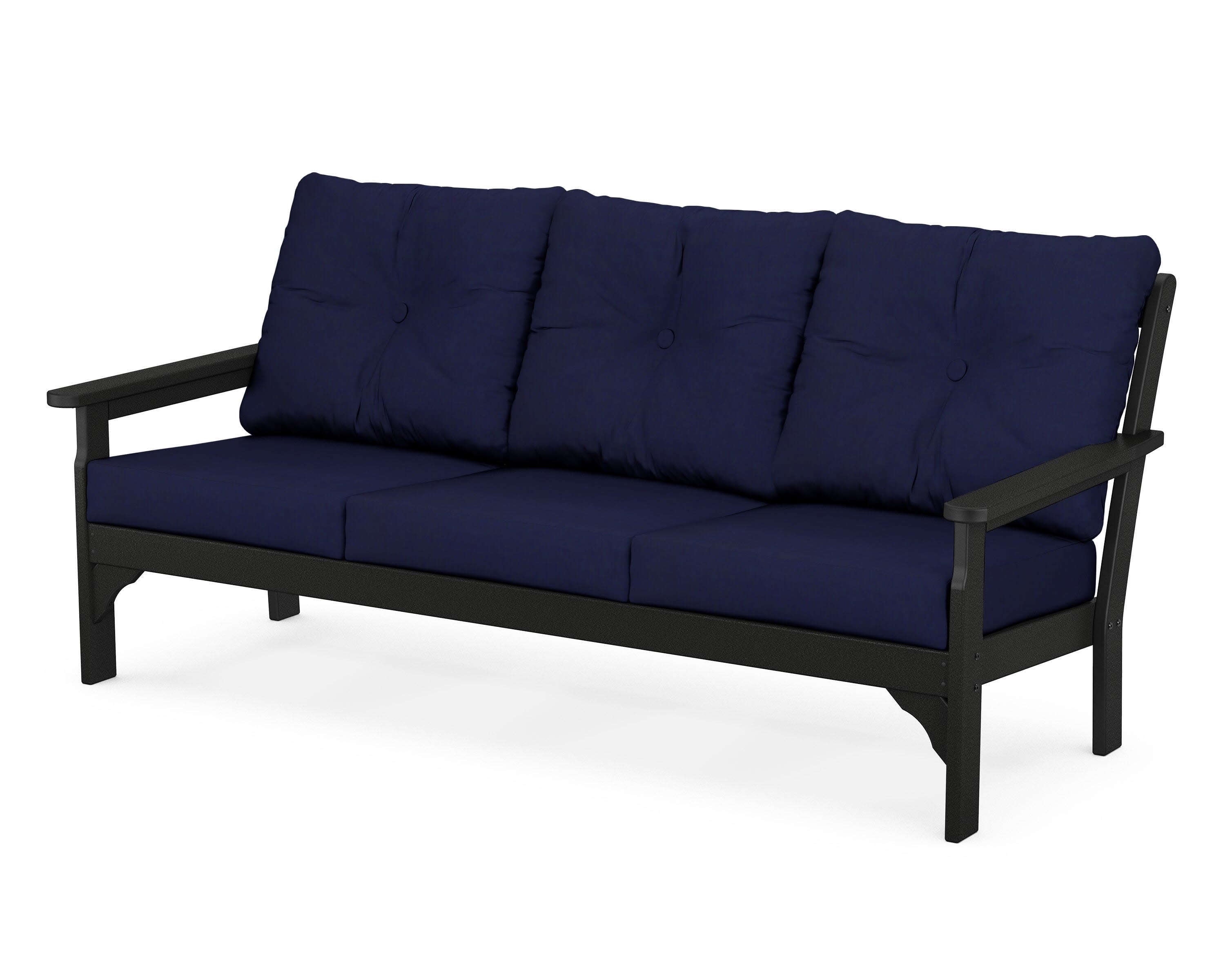 Vineyard Deep Seating Sofa in Black / Navy