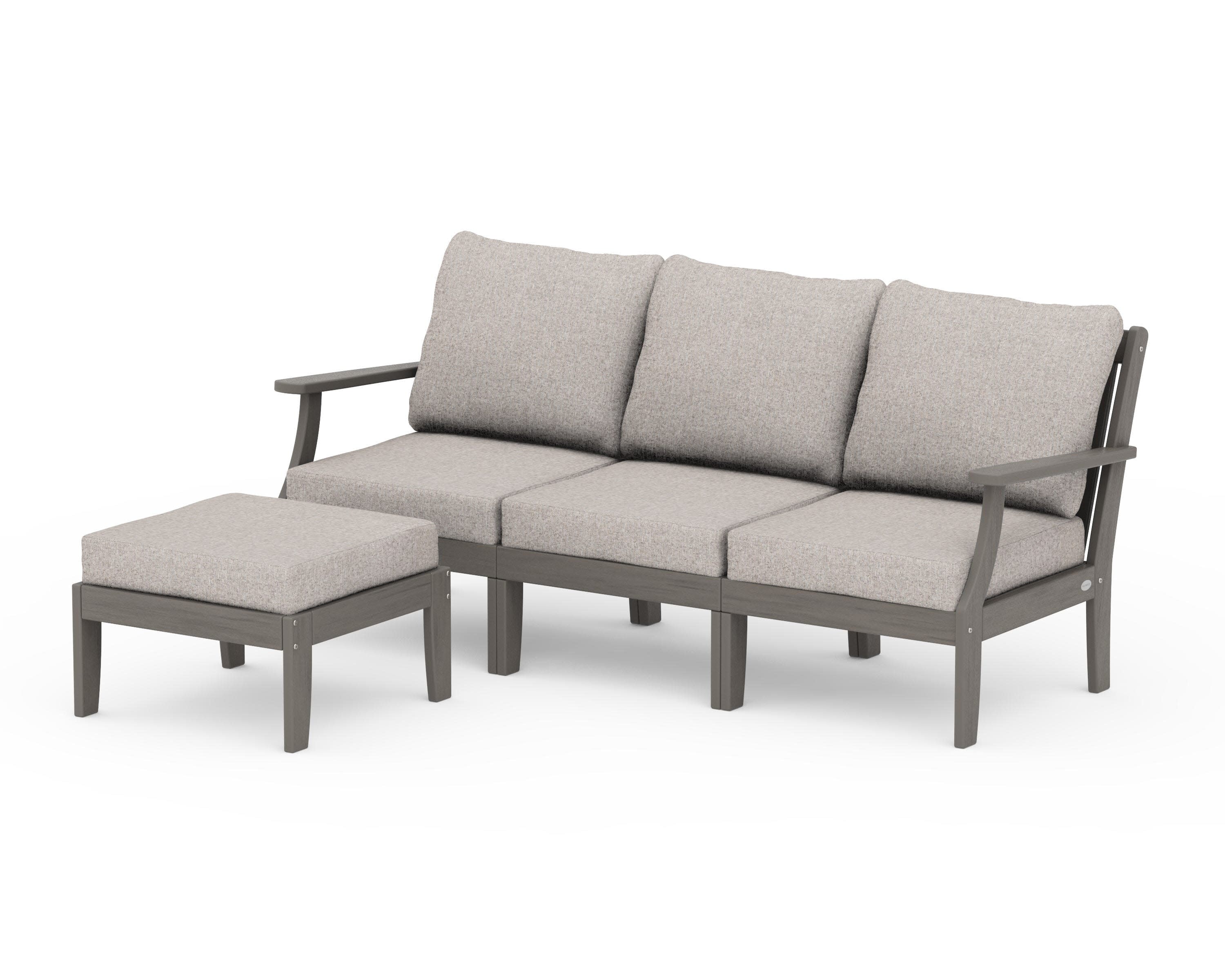 Braxton Modular 4-Piece Deep Seating Set with Ottoman in Driftwood / Weathered Tweed