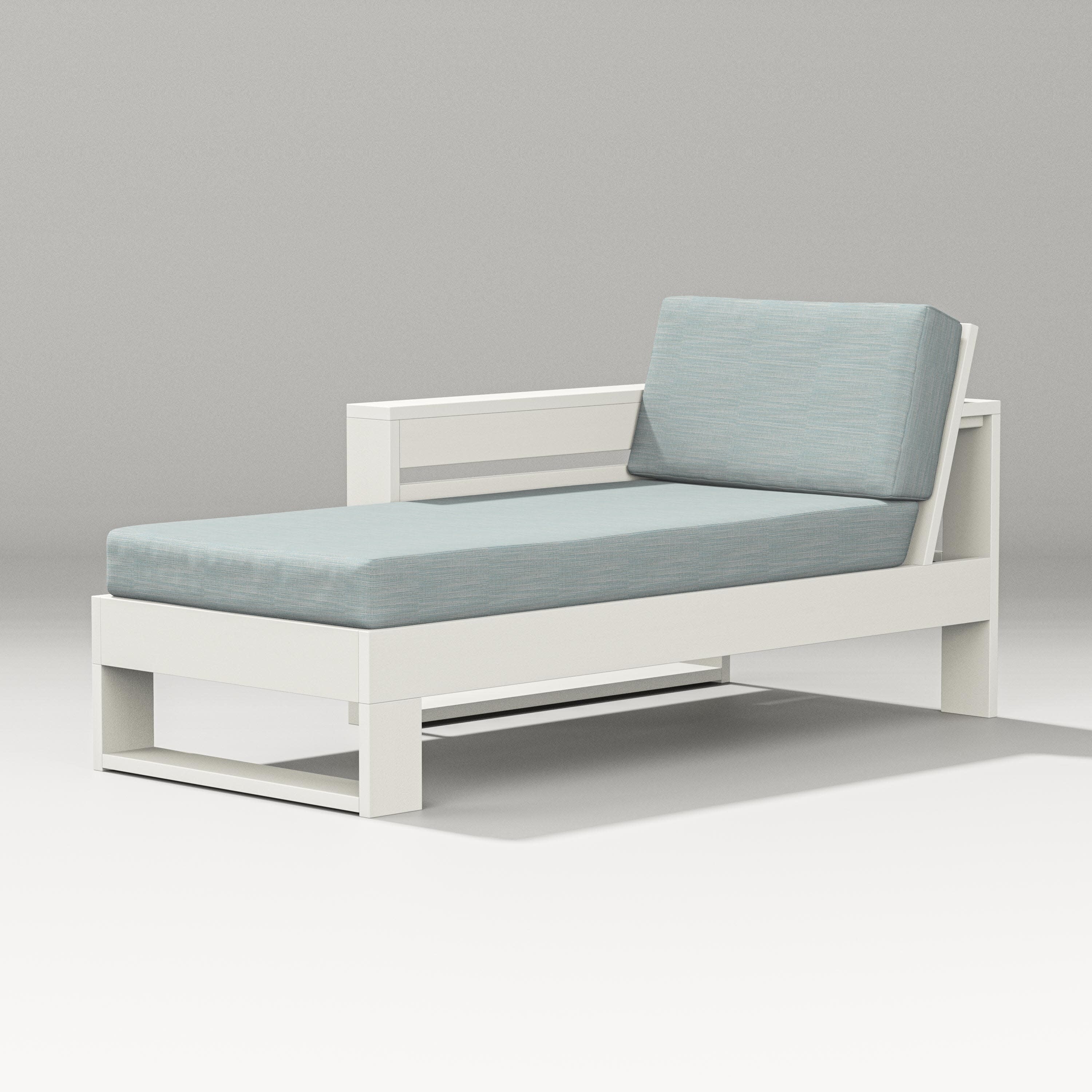 Latitude Modular Left Arm Chaise in Vintage White / Soothe Mist