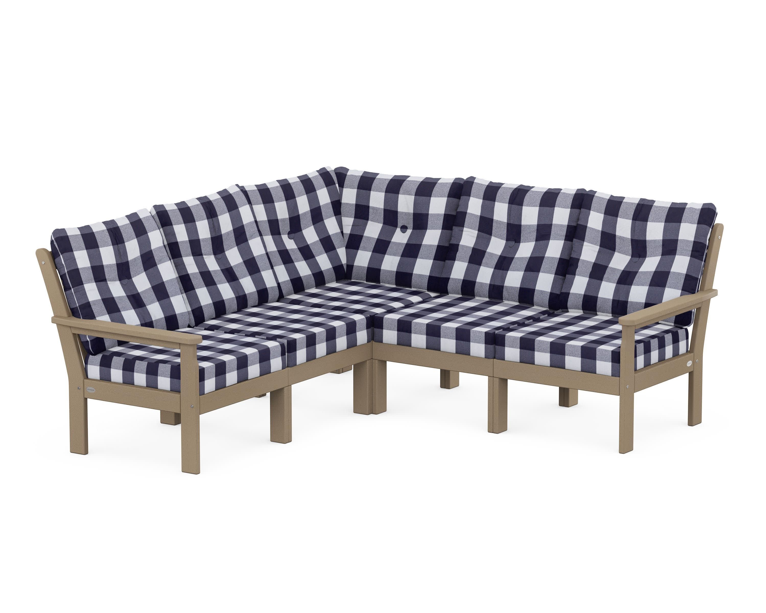 Vineyard 5-Piece Sectional in Vintage Sahara / Buffalo Plaid Navy