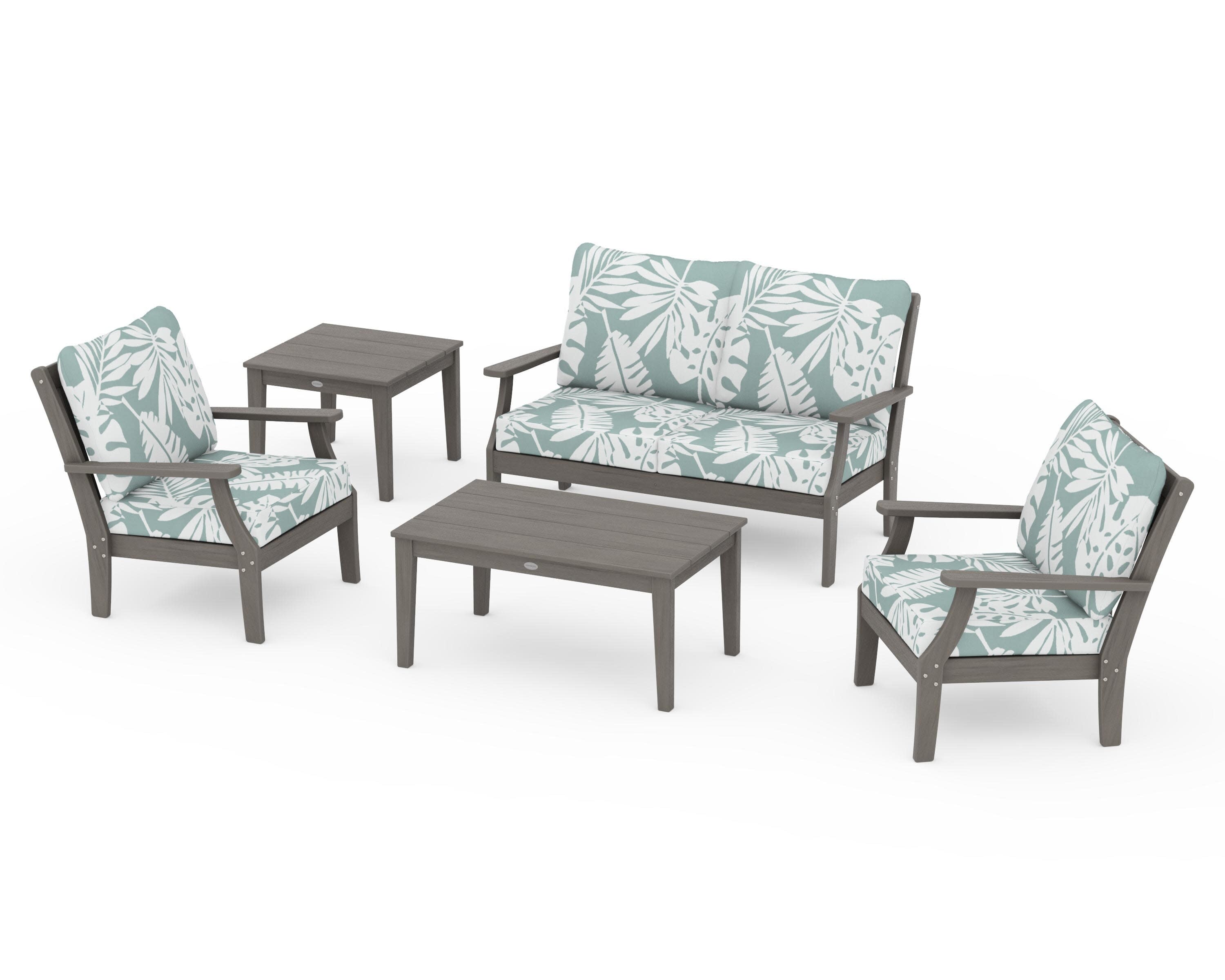 Braxton 5-Piece Deep Seating Set in Driftwood / Leaf Glacier Spa
