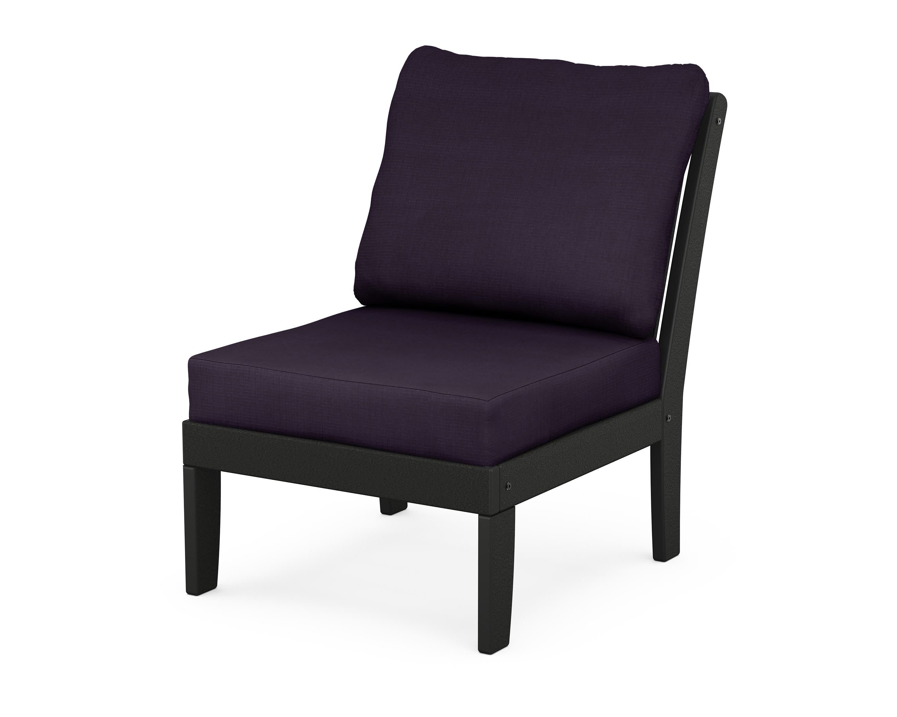Braxton Modular Armless Chair in Black / Navy Linen