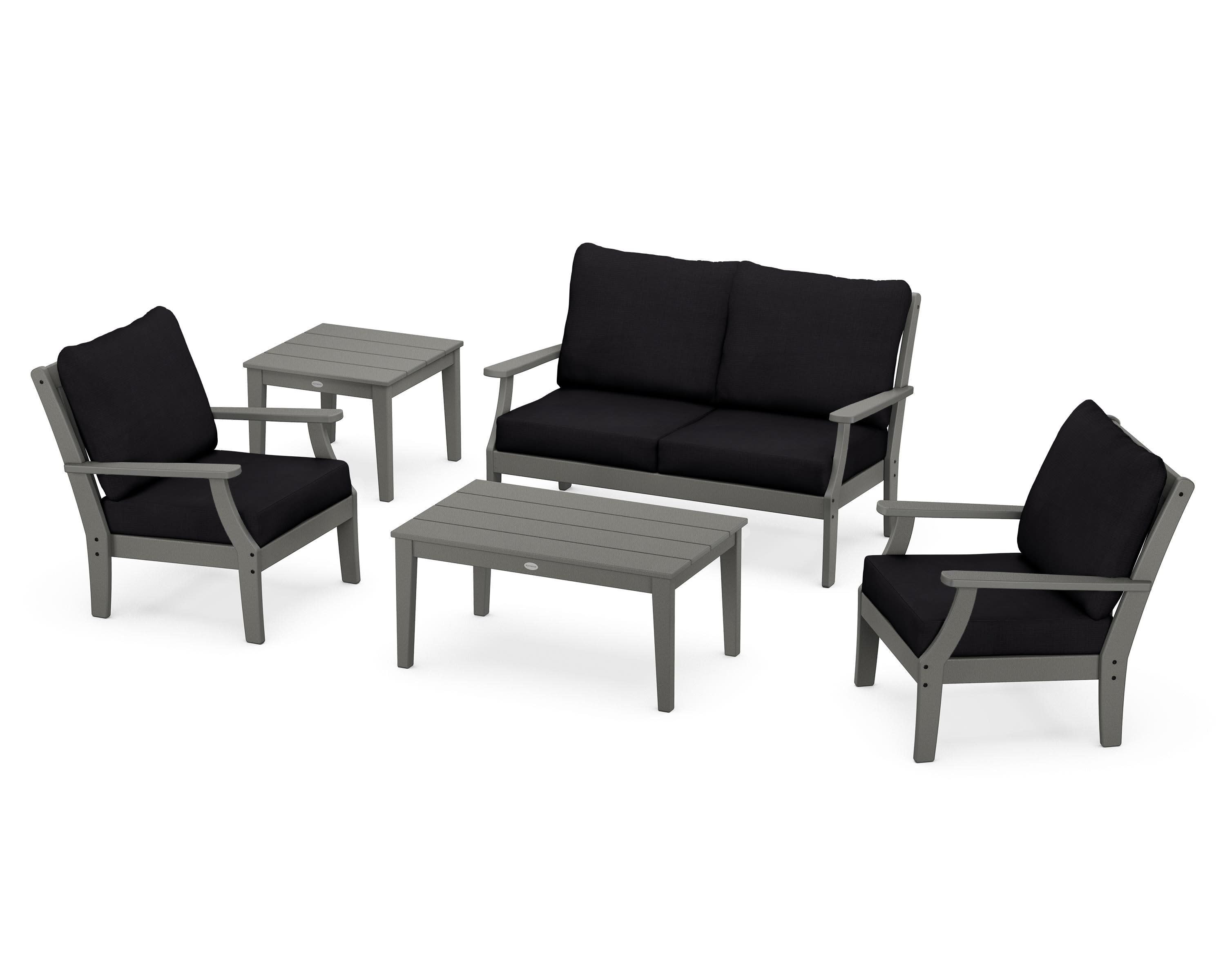 Braxton 5-Piece Deep Seating Set in Slate Grey / Midnight Linen