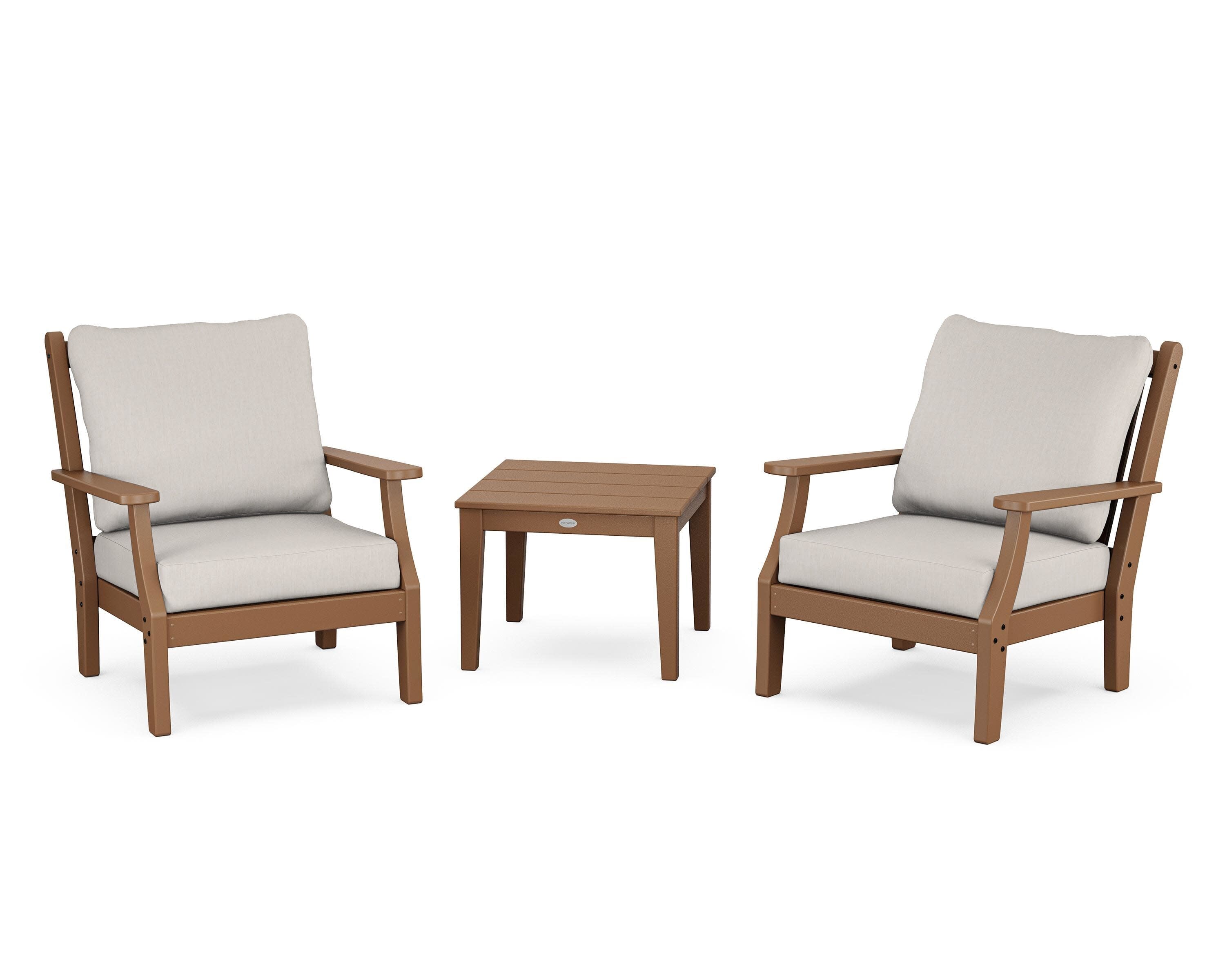 Wovendale 3-Piece Deep Seating Set in Teak / Cast Ash