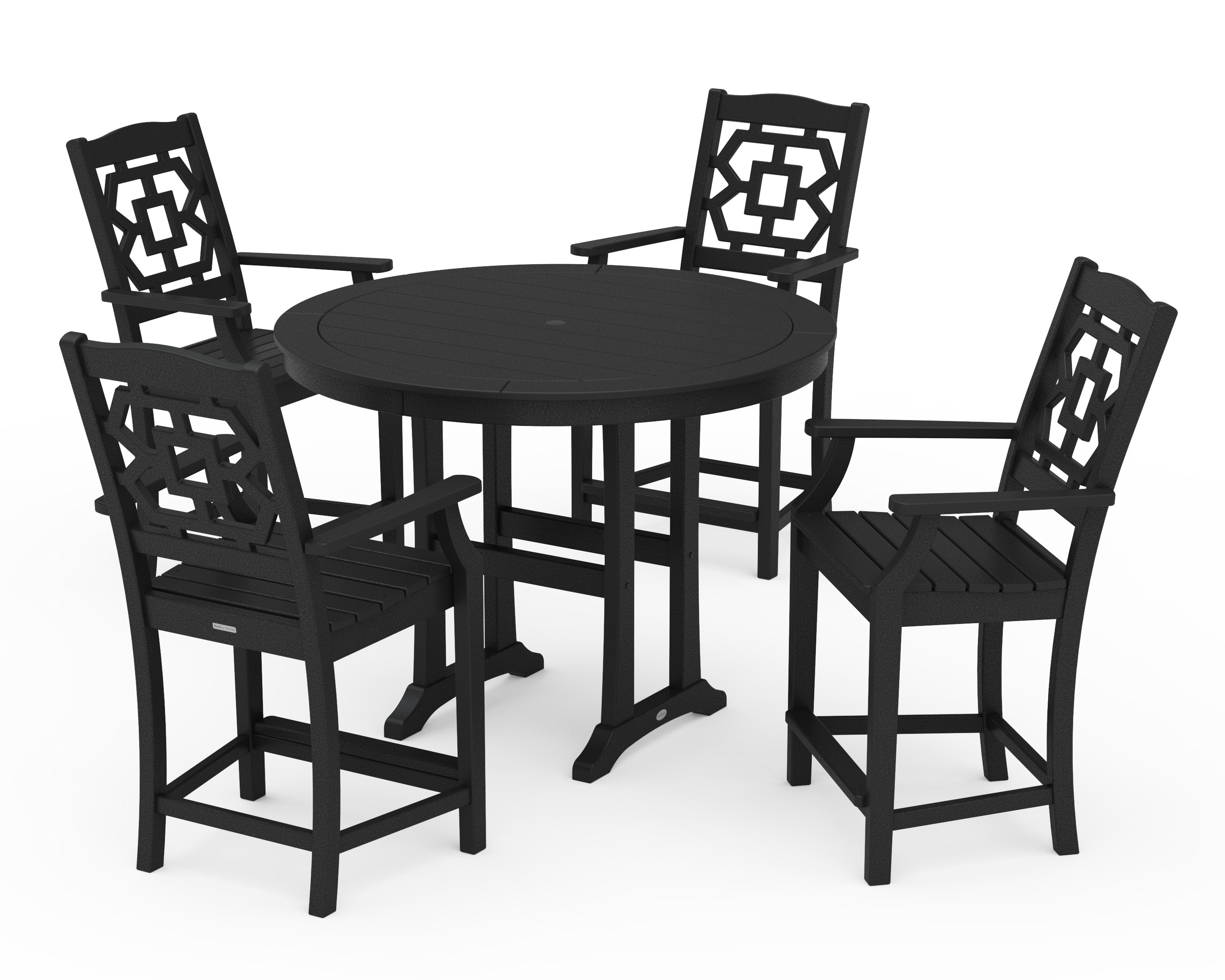 Chinoiserie 5-Piece Round Counter Set in Black