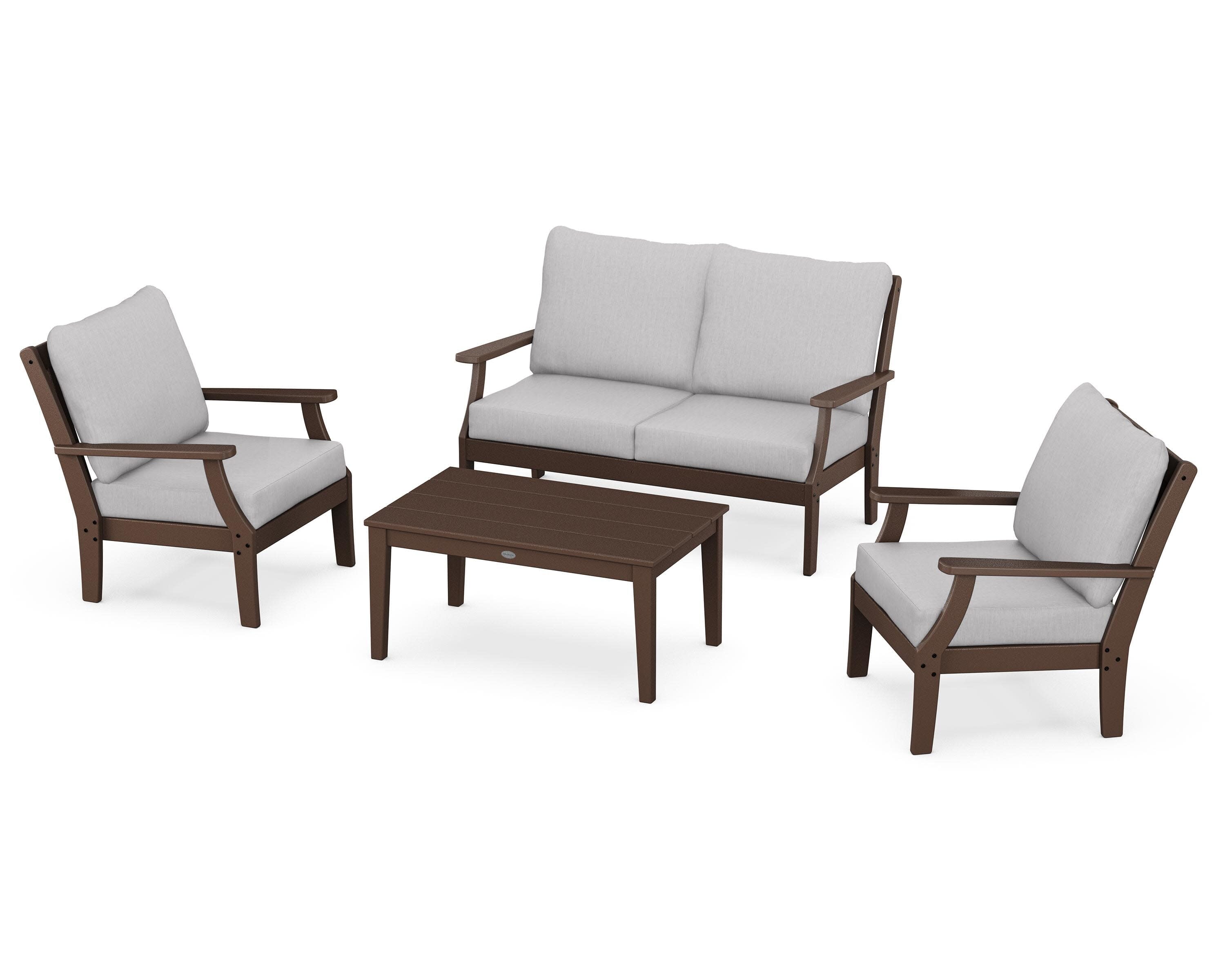 Braxton 4-Piece Deep Seating Chair Set in Mahogany / Granite