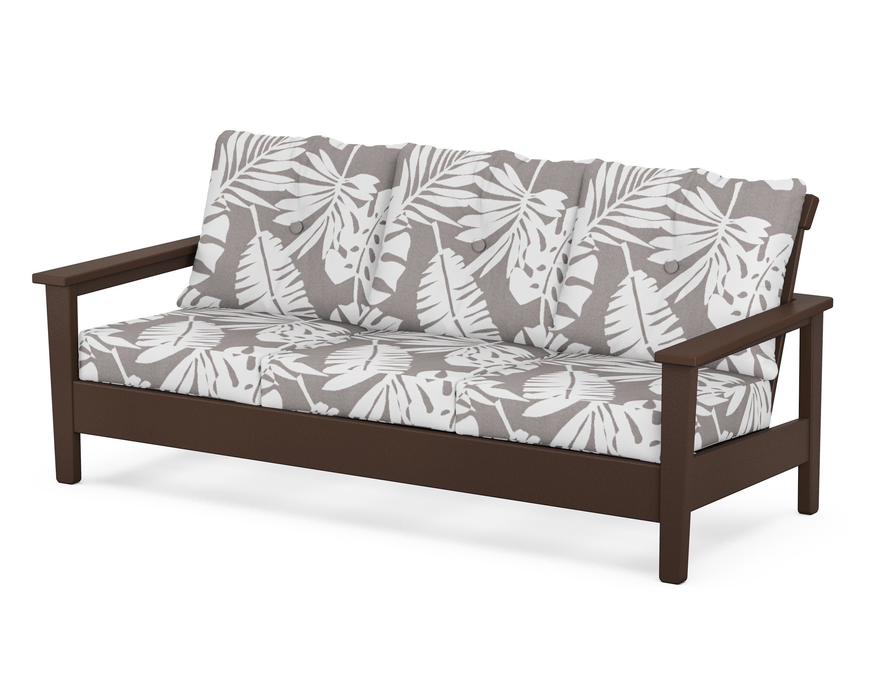 Prescott Deep Seating Sofa in Mahogany / Leaf Grey Mist