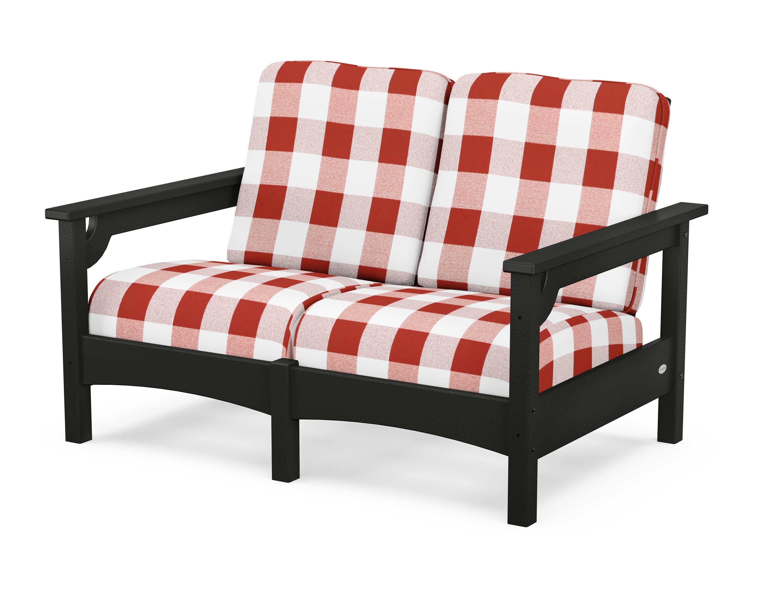 Club Loveseat in Black / Buffalo Plaid Crimson