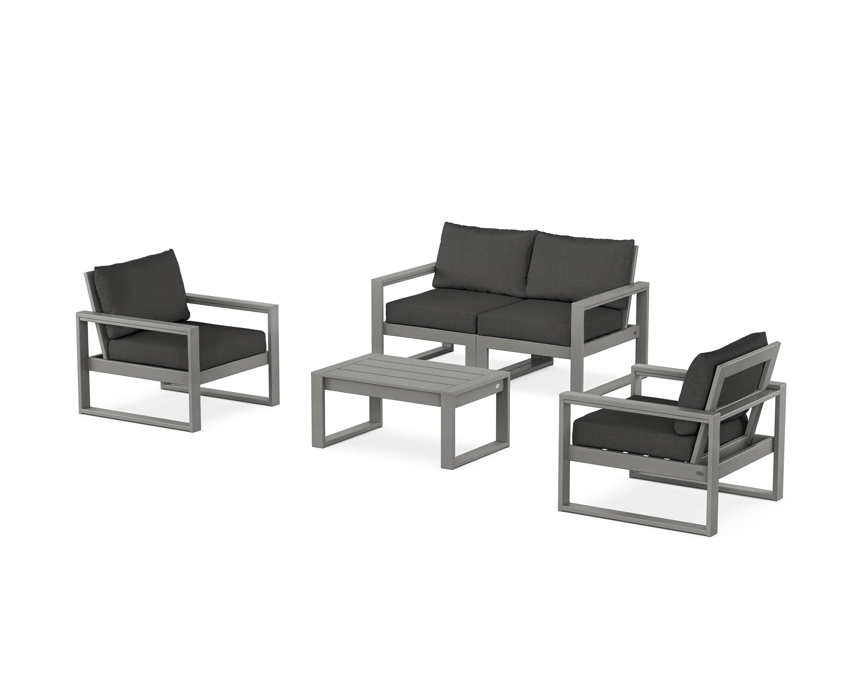 EDGE Sectional 4-Piece Deep Seating Set with Loveseat in Slate Grey / Spectrum Carbon