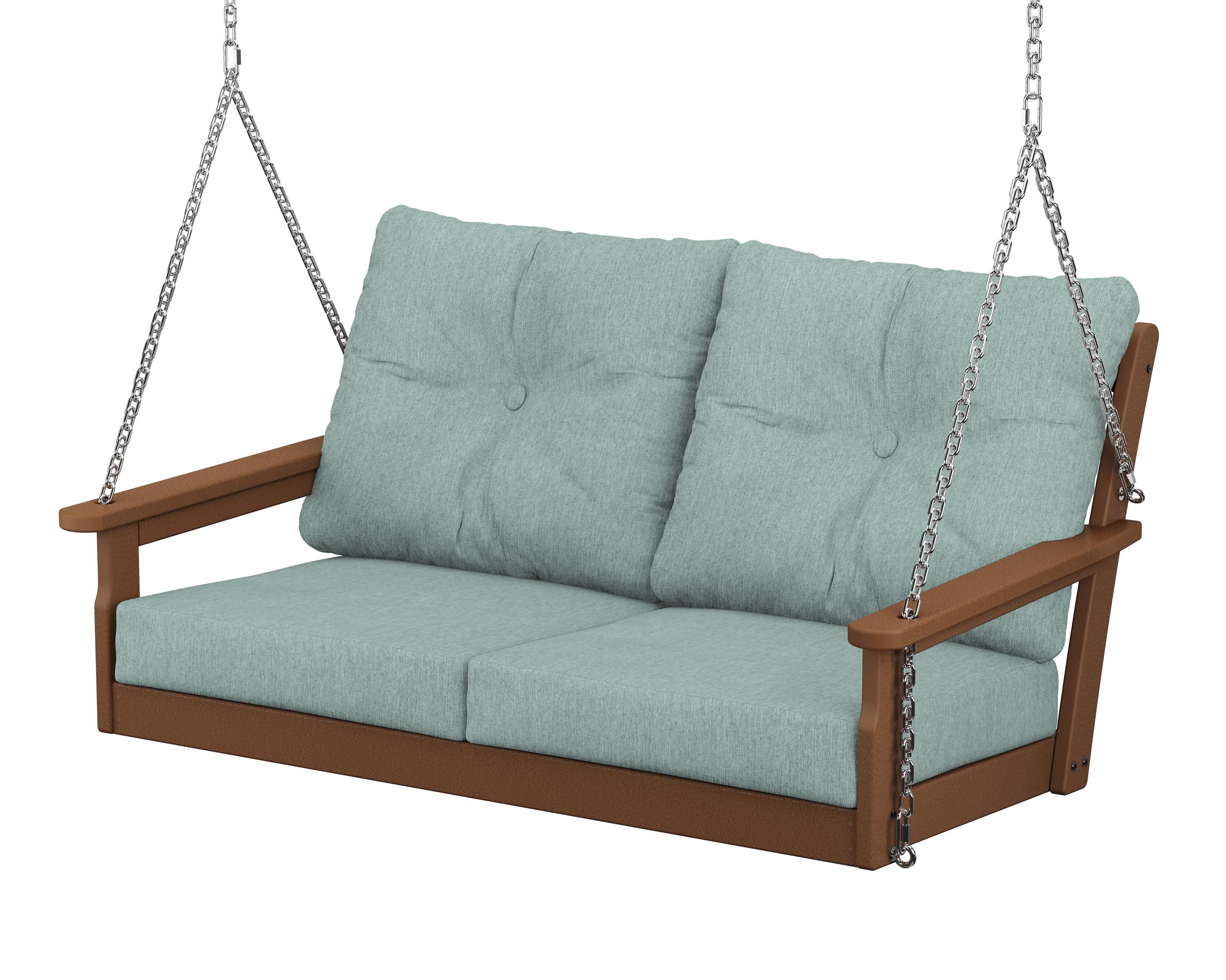 Vineyard Deep Seating Swing in Teak / Glacier Spa