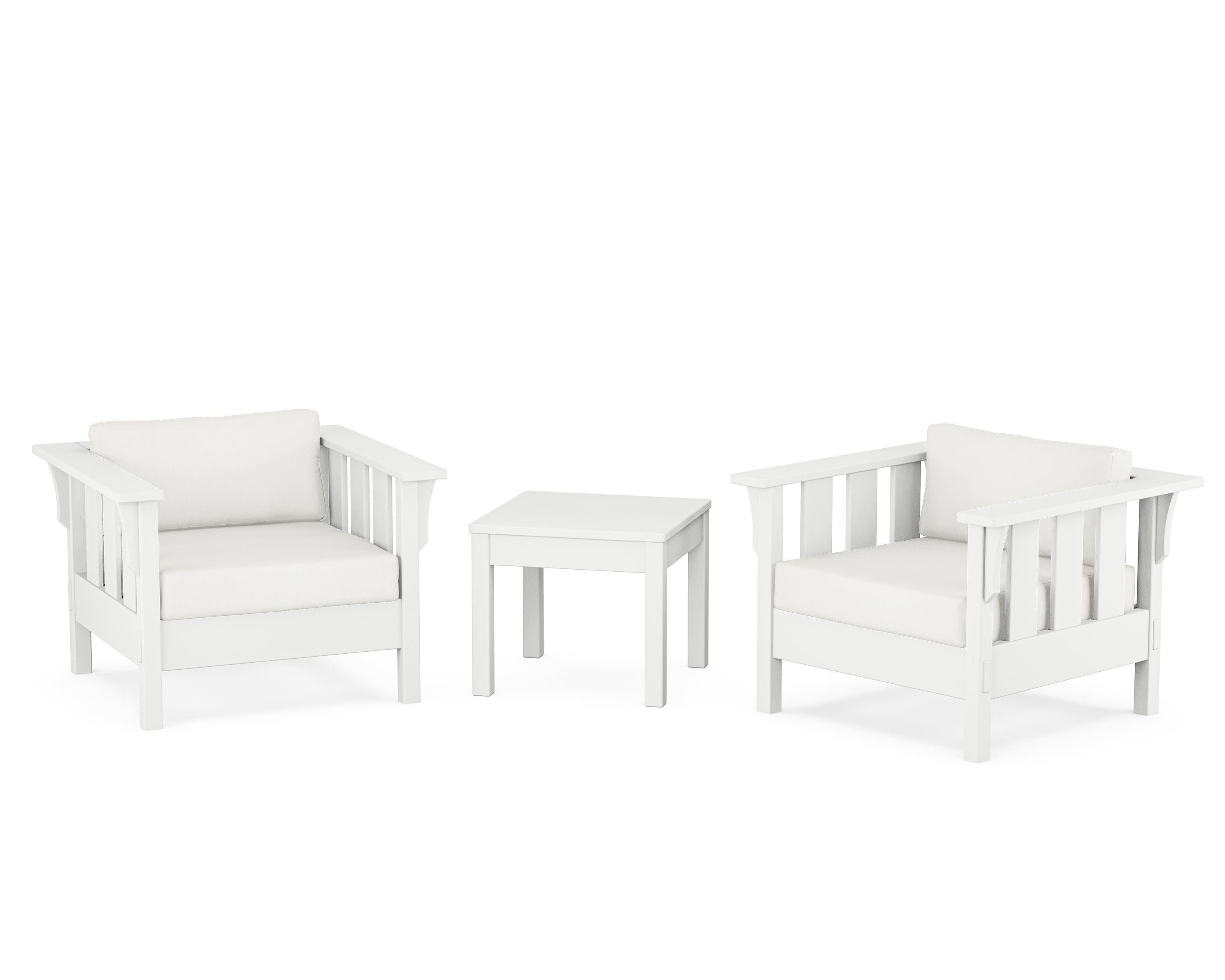 Acadia 3-Piece Deep Seating Set in White / Natural Linen