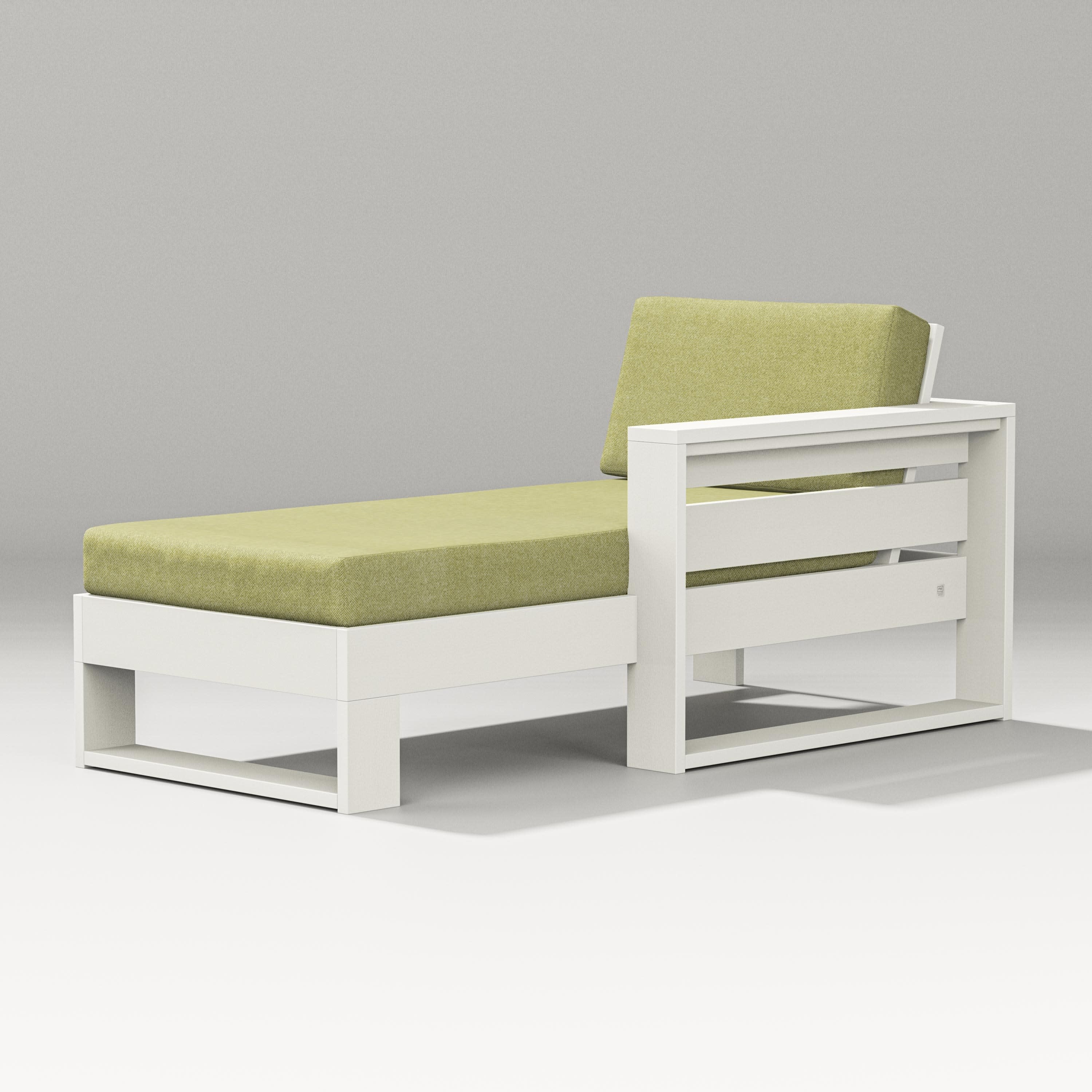 Latitude Modular Right Arm Chaise in Vintage White / Chartreuse Boucle