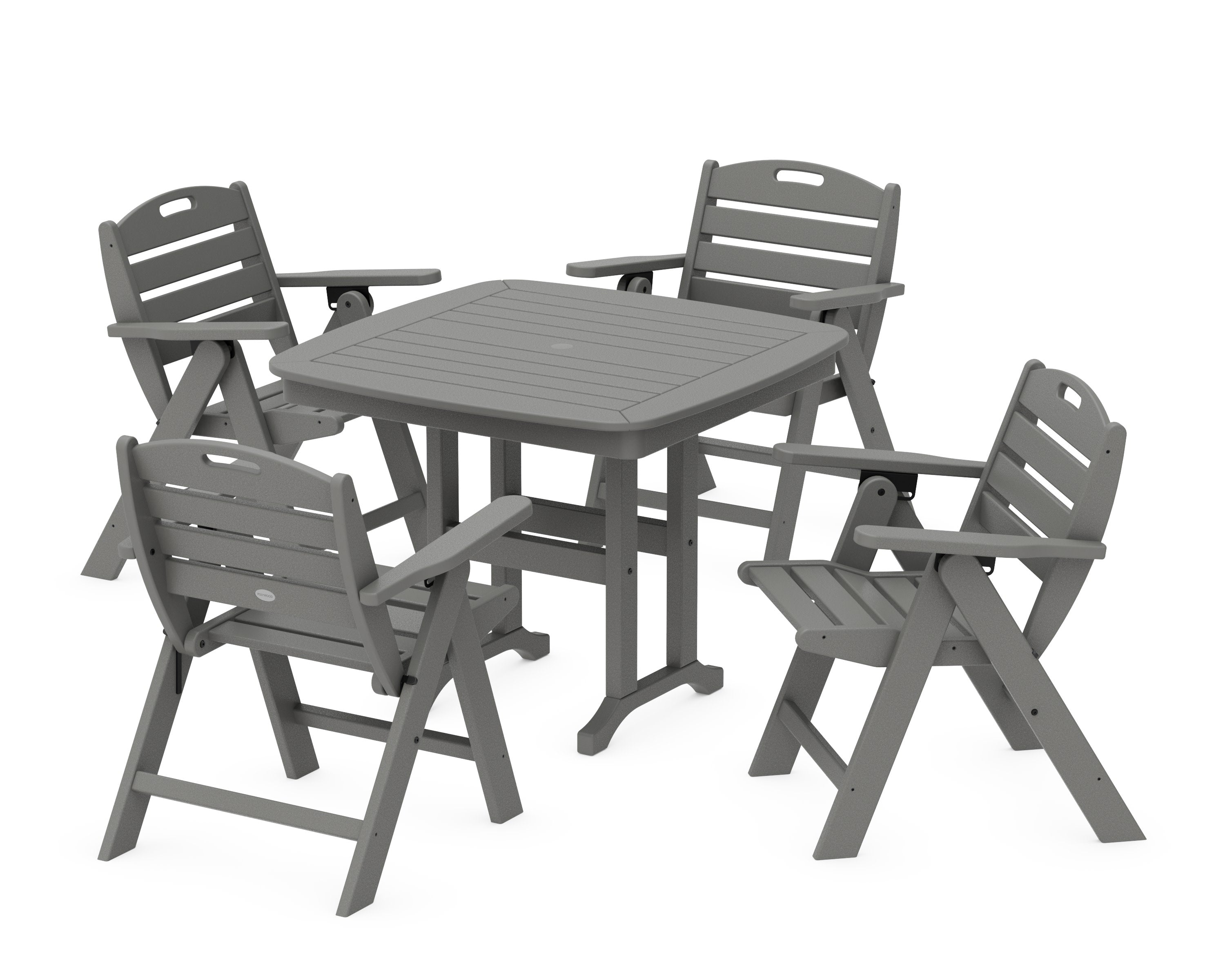Nautical Folding Lowback Chair 5-Piece Dining Set