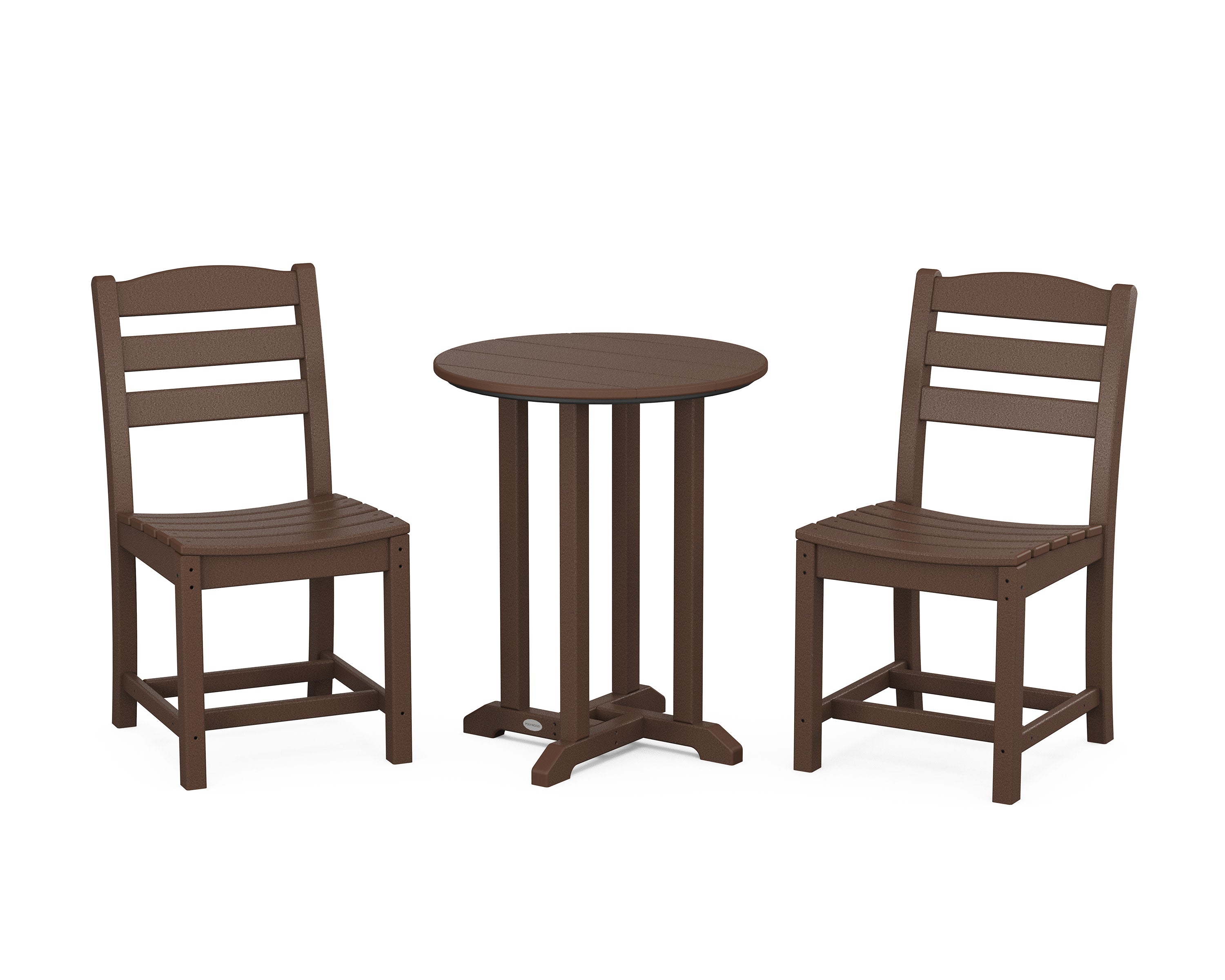La Casa Caf Side Chair 3-Piece Round Bistro Dining Set in Mahogany