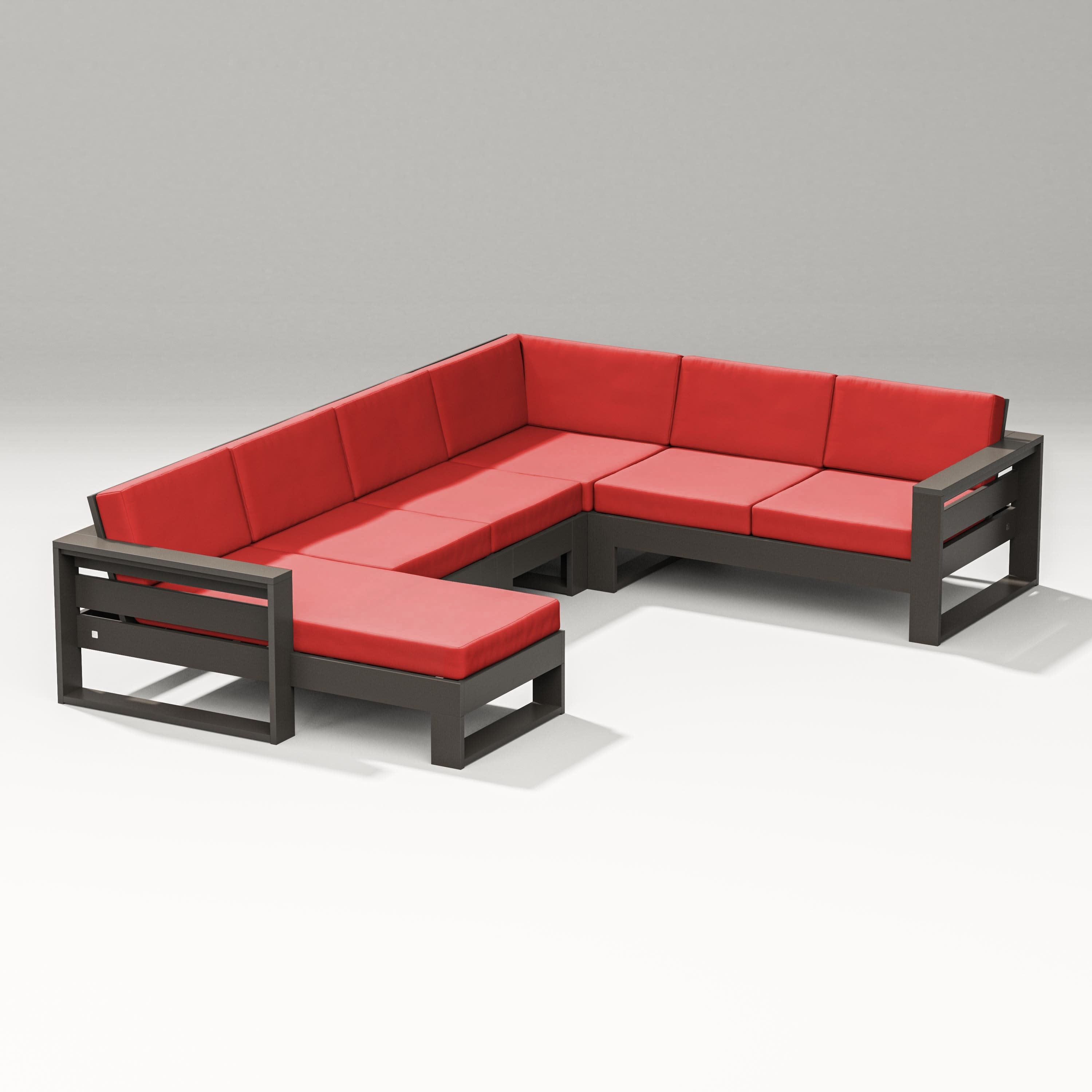 Latitude Corner Sectional with Left Chaise in Vintage Coffee / Crimson Linen