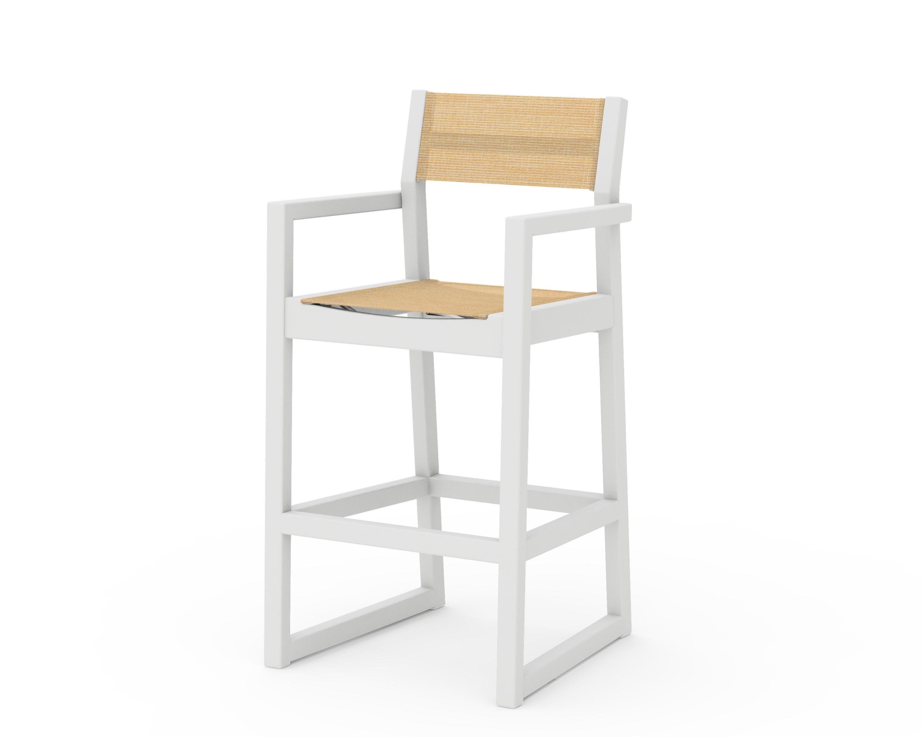 EDGE Sling Bar Arm Chair in White / Dupioni Apricot Sling