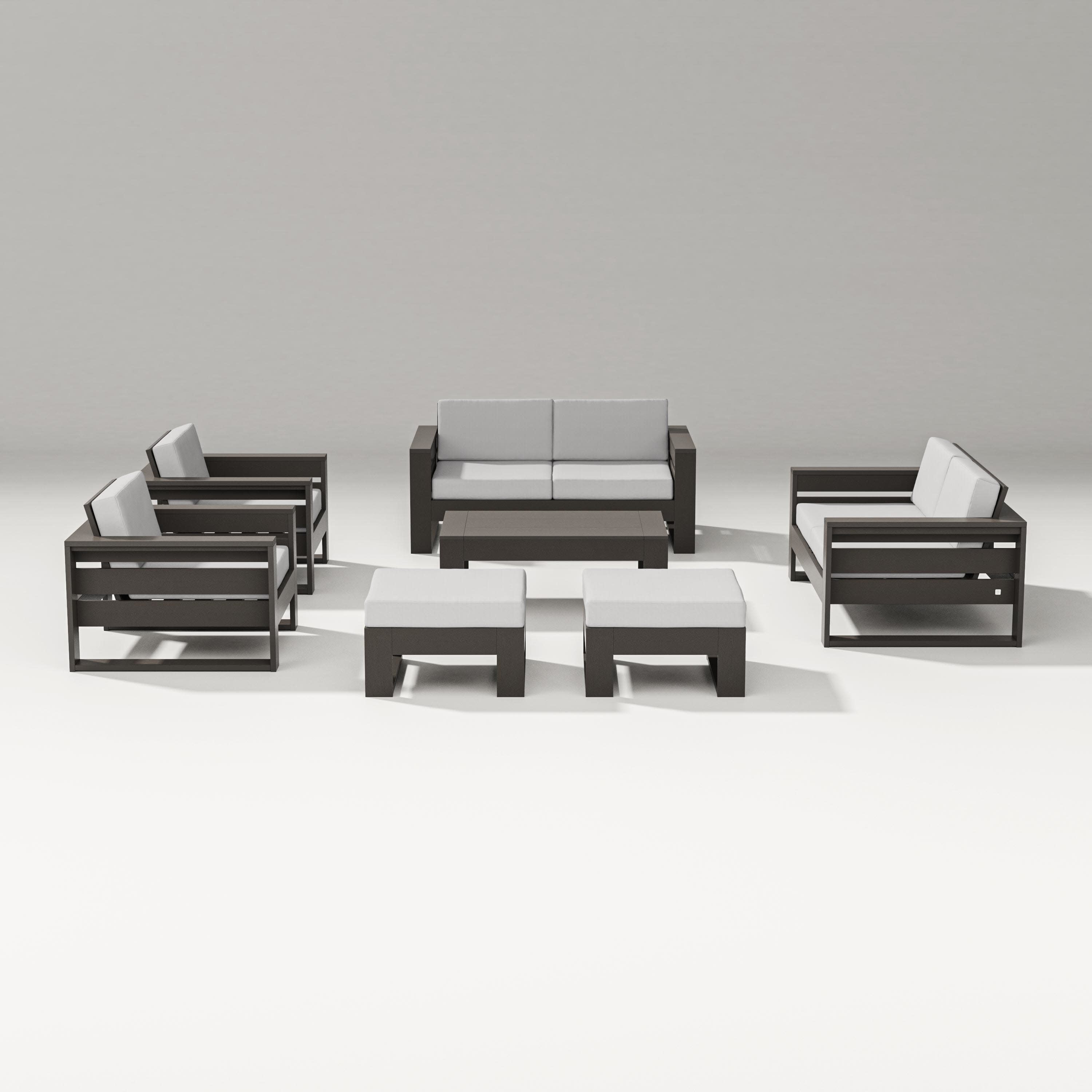Latitude 7-Piece Lounge Loveseat Set in Vintage Coffee / Diamond in the Rough