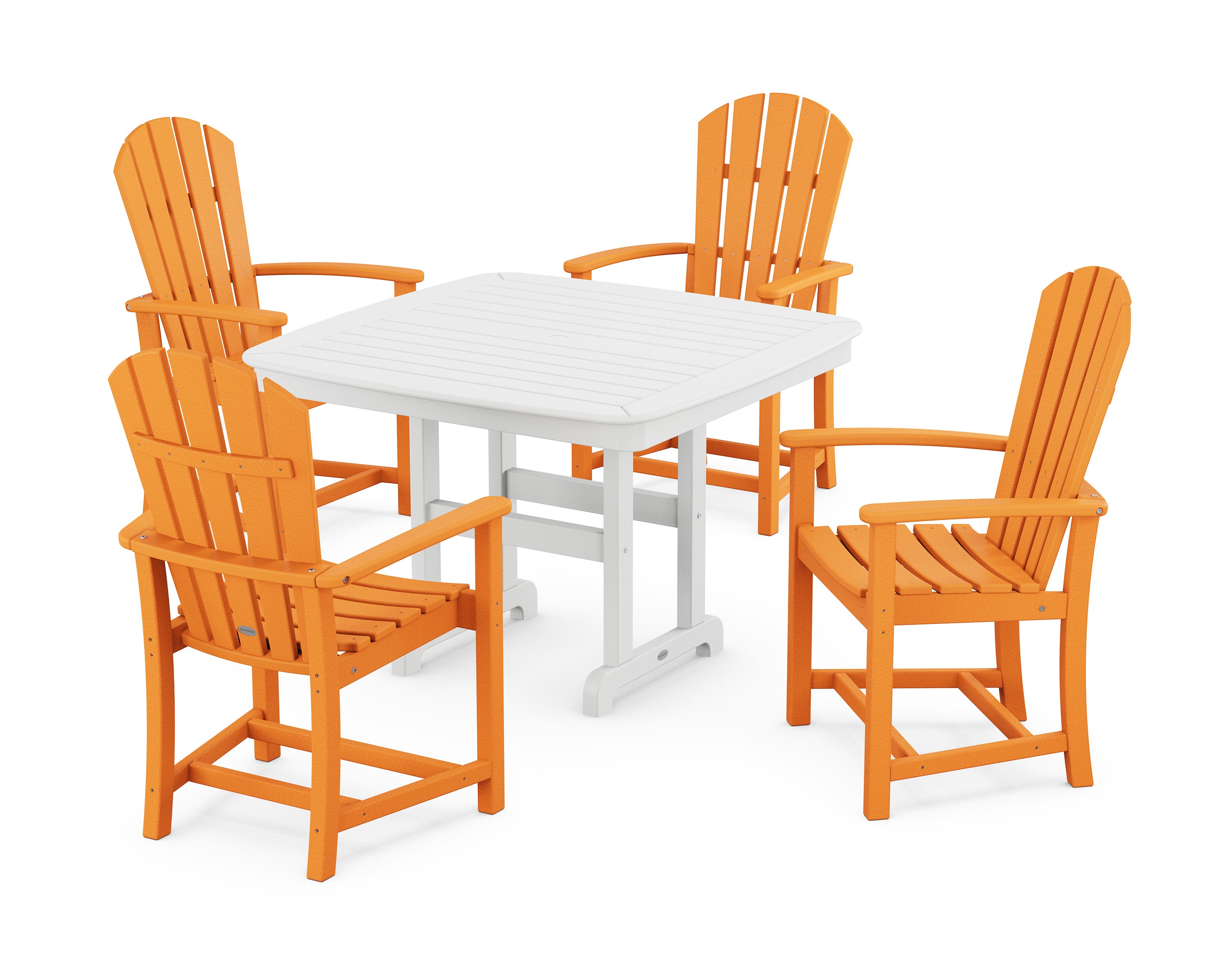 Palm Coast 5-Piece Dining Set with Trestle Legs in Tangerine / White