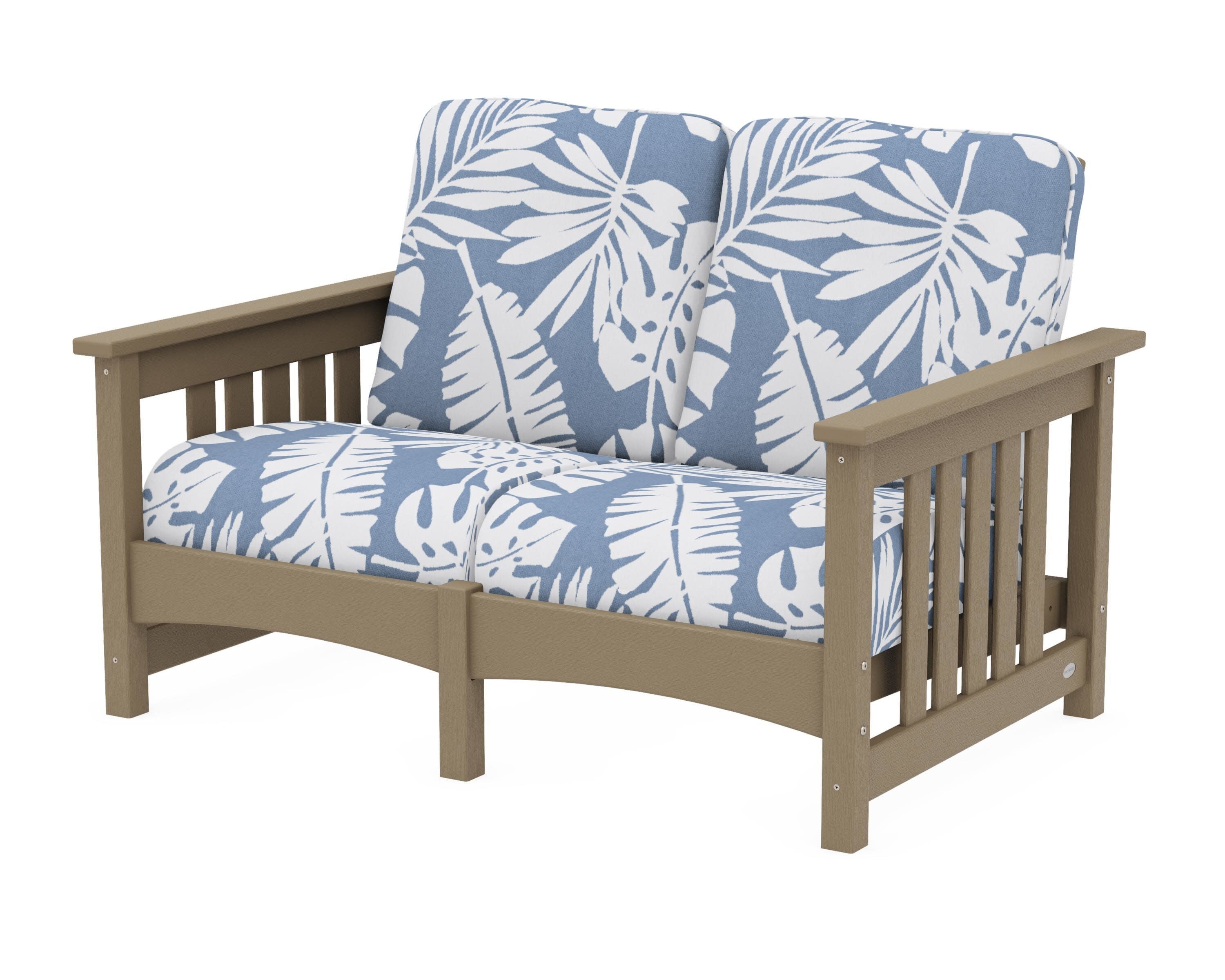 Club Mission Loveseat in Vintage Sahara / Leaf Sky Blue