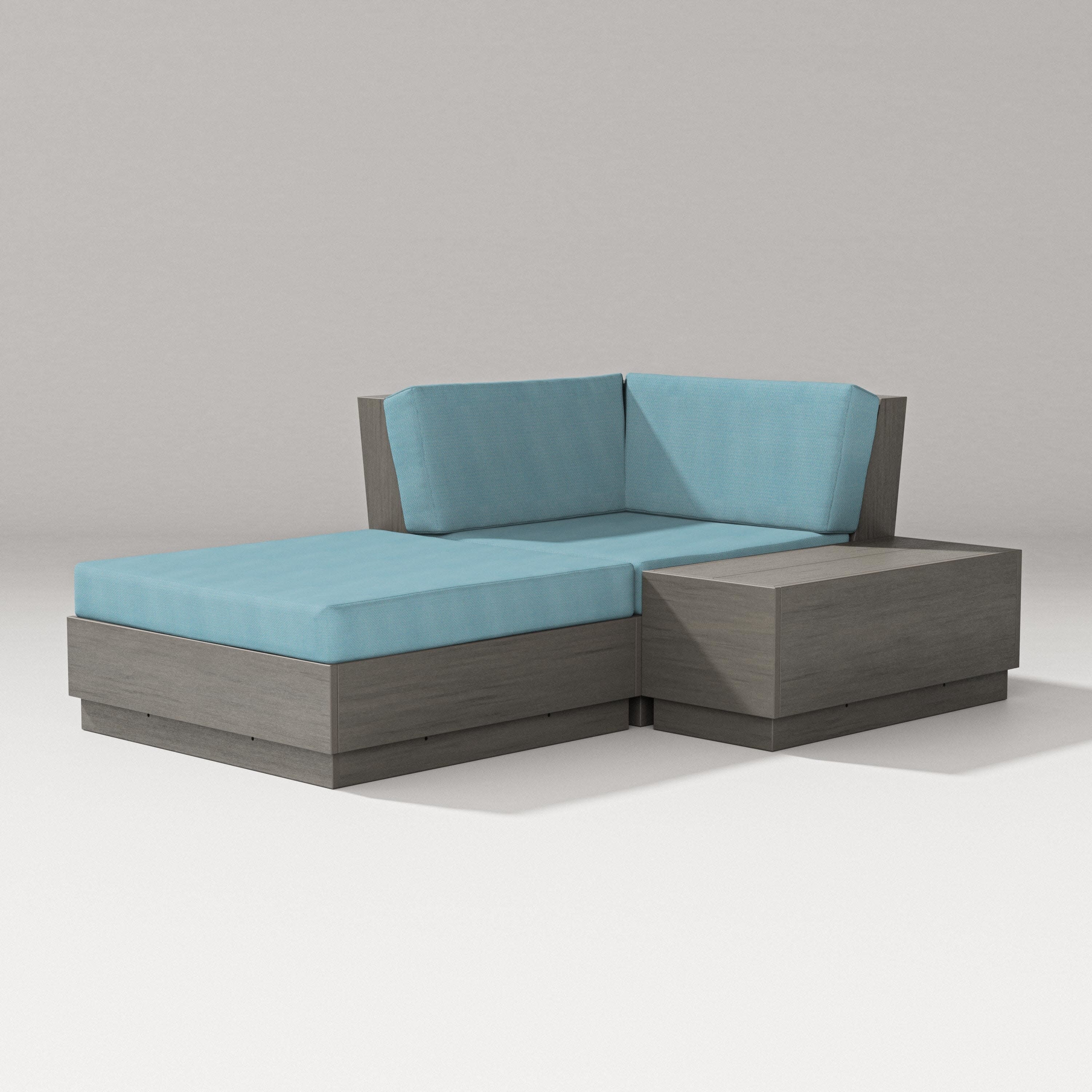 Elevate Corner Chaise in Driftwood / Lattice Sky Blue