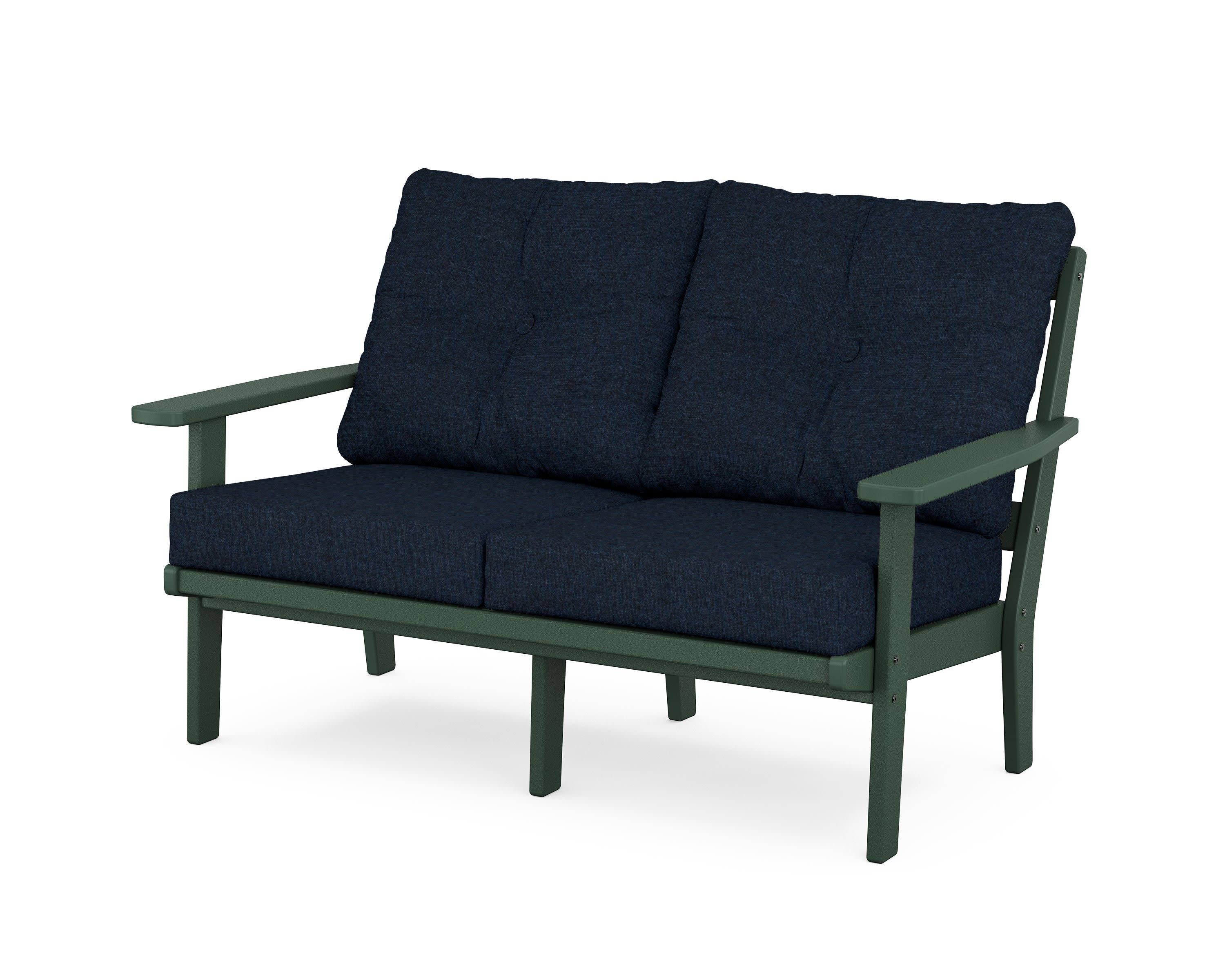 Prairie Deep SeatingLoveseat in Green / Marine Indigo