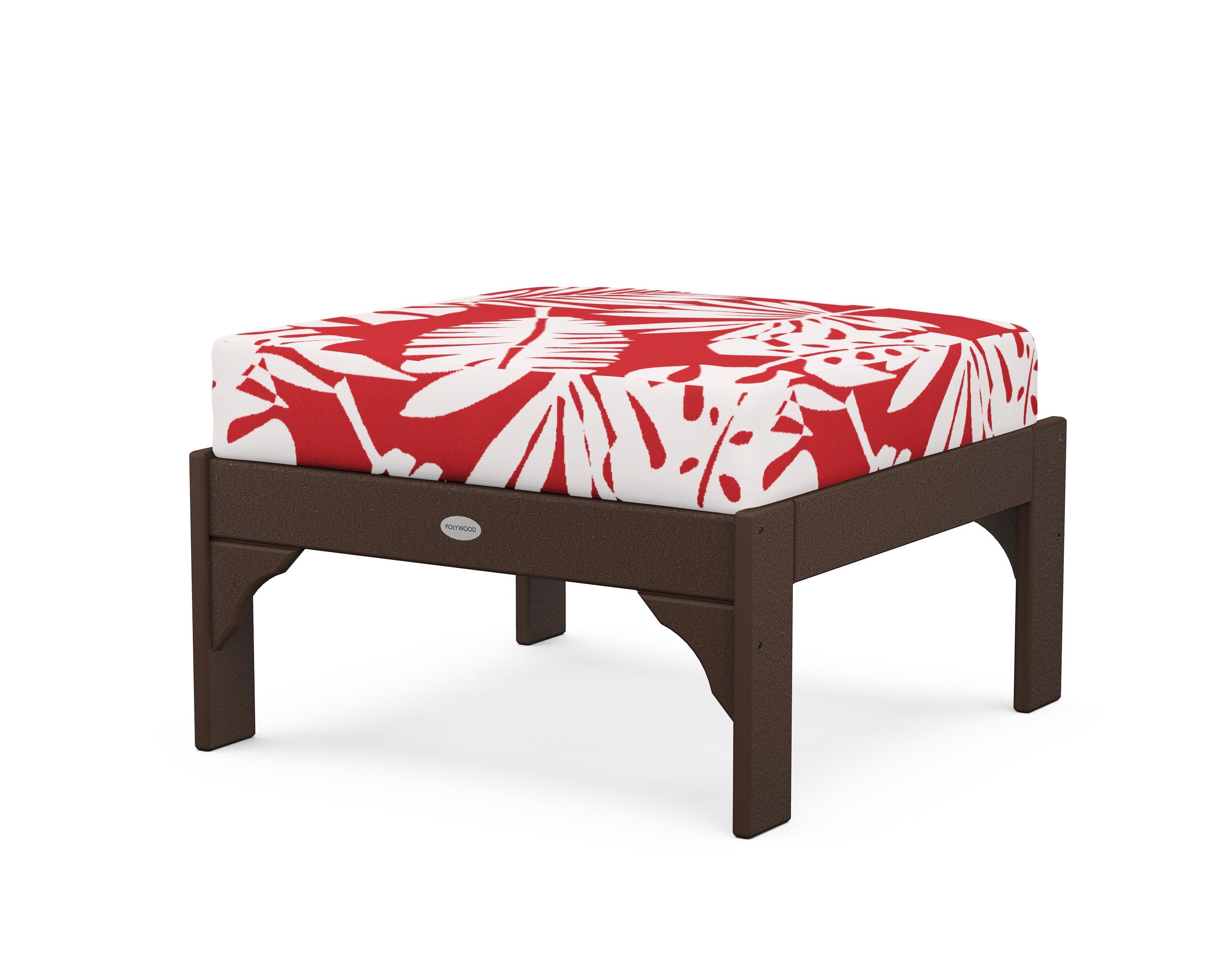 Vineyard Deep Seating Ottoman in Mahogany / Leaf Crimson