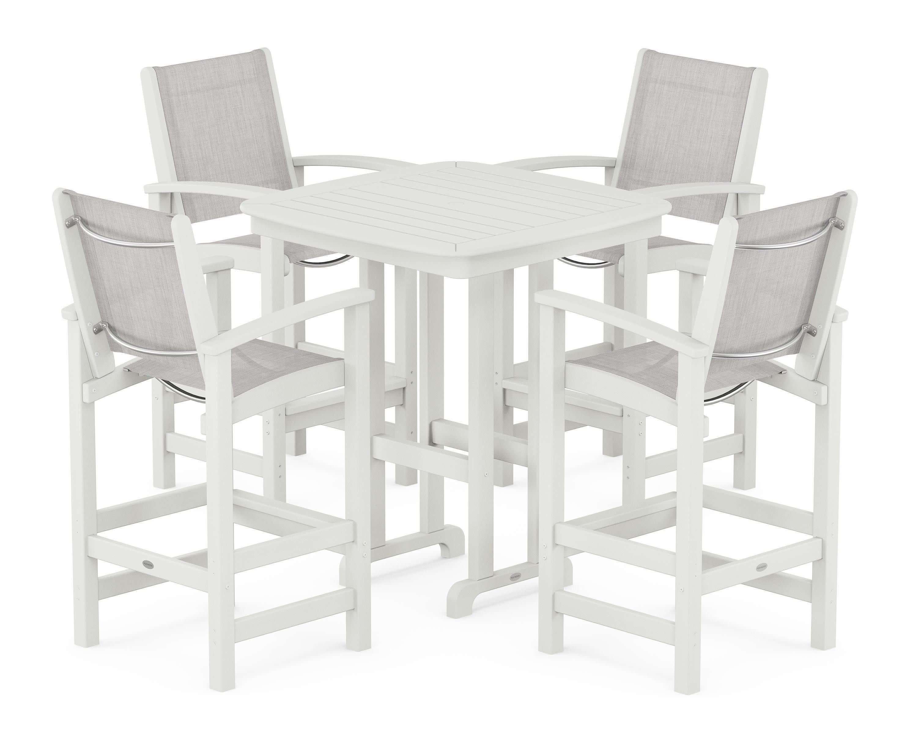 Coastal 5-Piece Bar Set in Vintage White / Parchment Sling