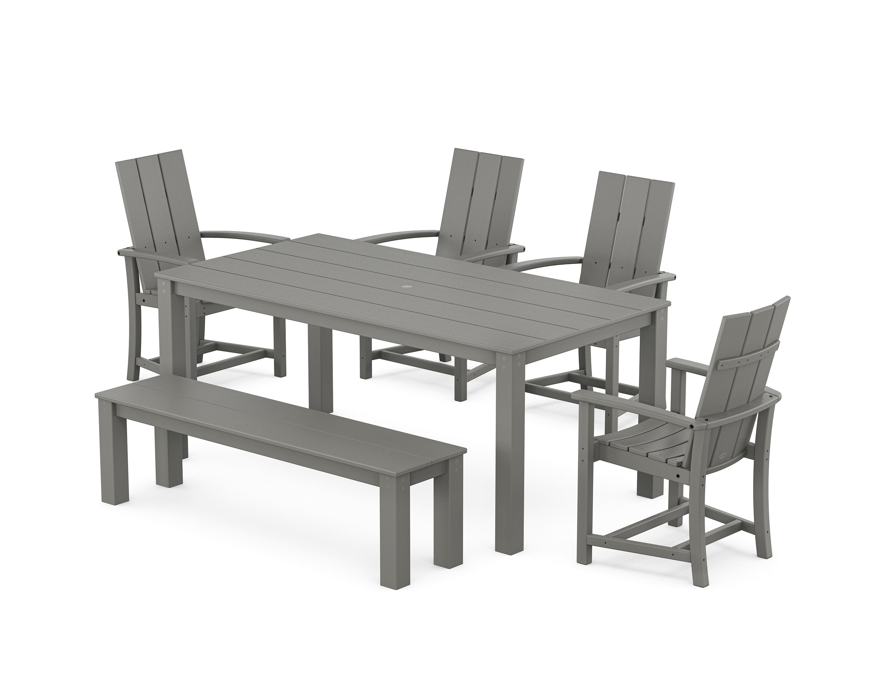 Modern Adirondack 6-Piece Parsons Dining Set with Bench in Slate Grey