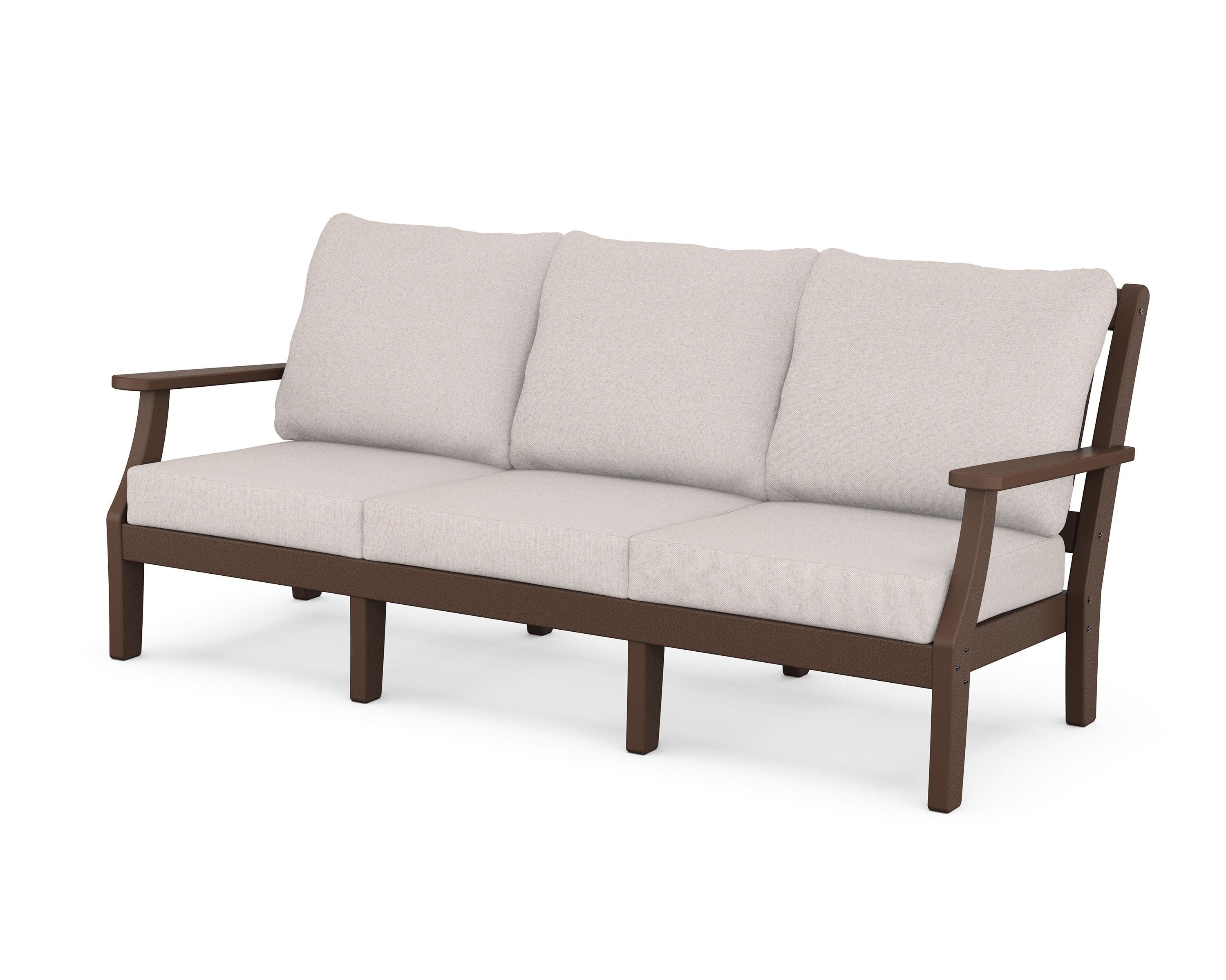 Chinoiserie Deep Seating Sofa in Mahogany / Dune Burlap