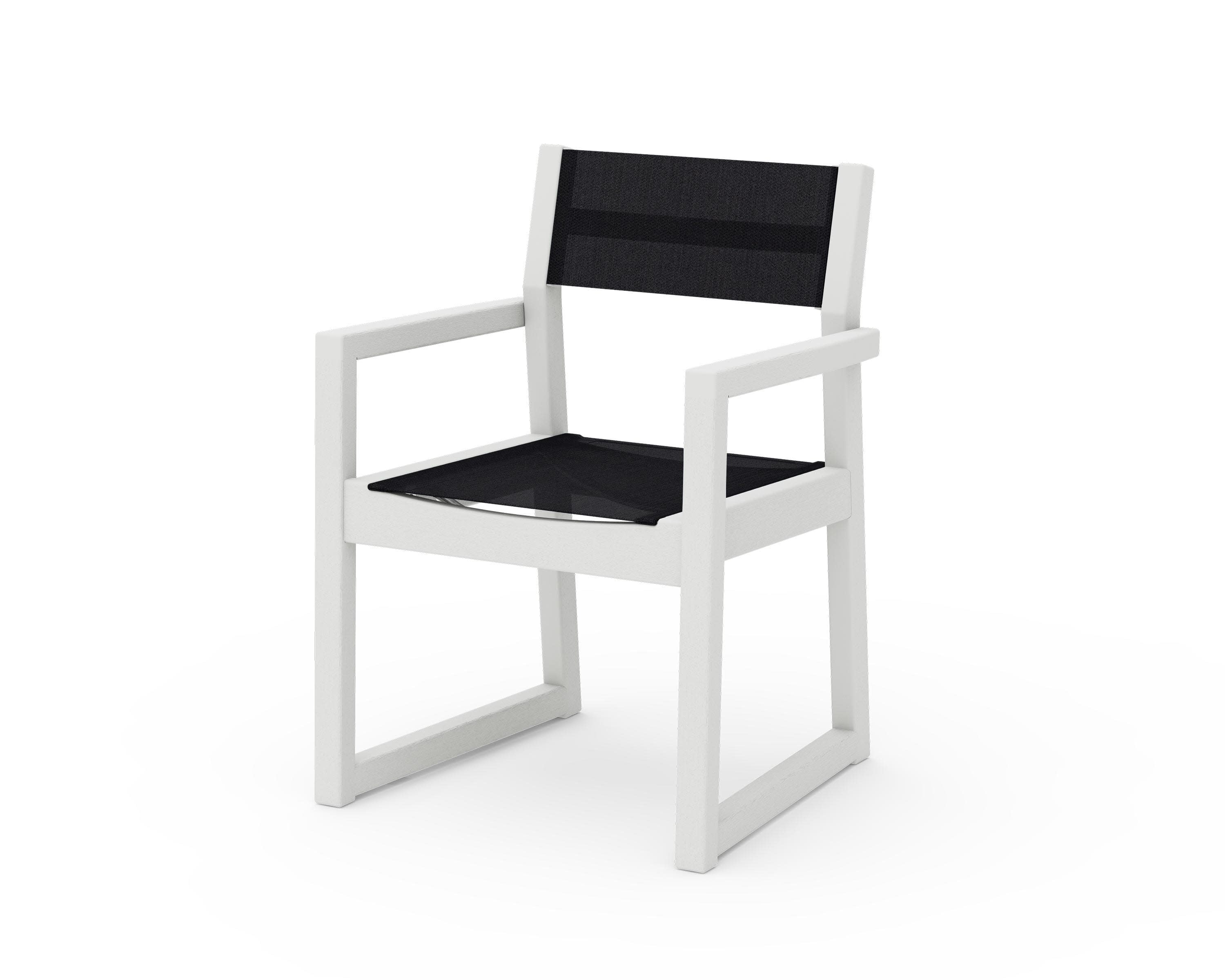 EDGE Sling Dining Arm Chair in Vintage White / Black Sling