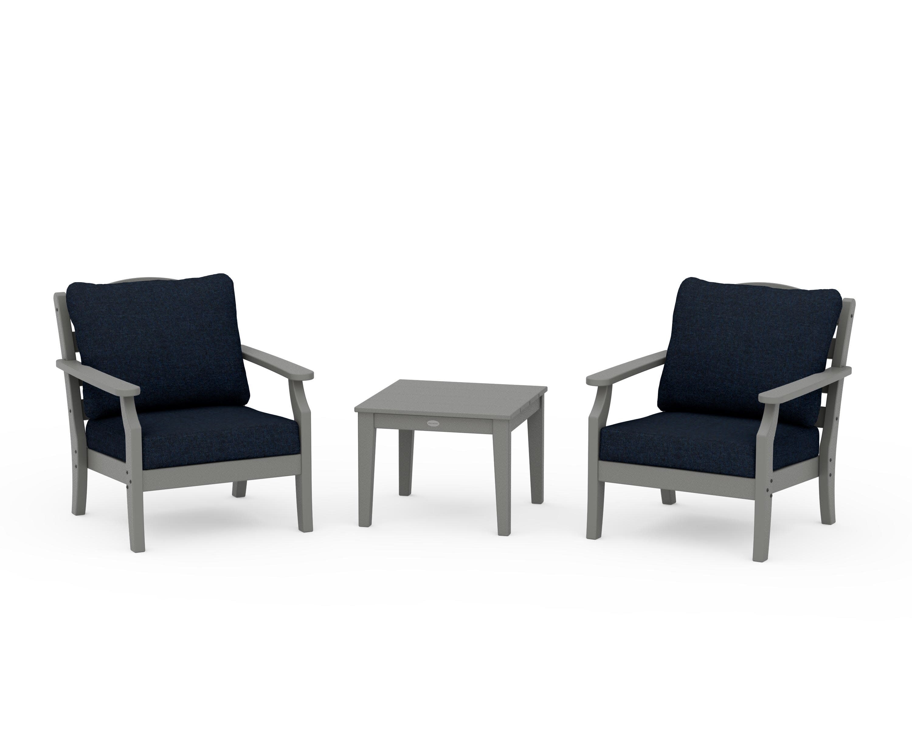 Savannah 3-Piece Deep Seating Set in Slate Grey / Marine Indigo