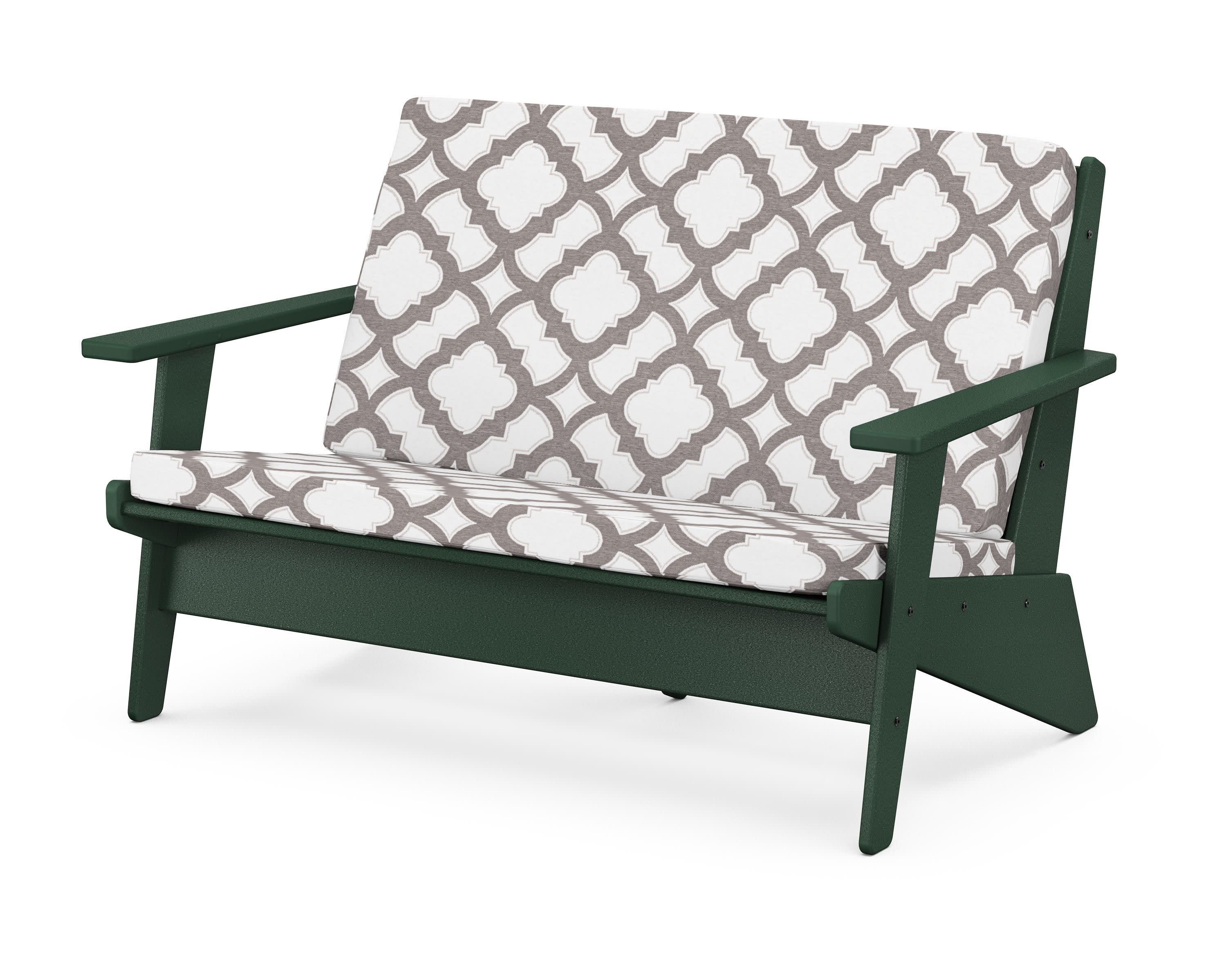 Riviera Modern Lounge Loveseat in Green / Trellis Grey Mist