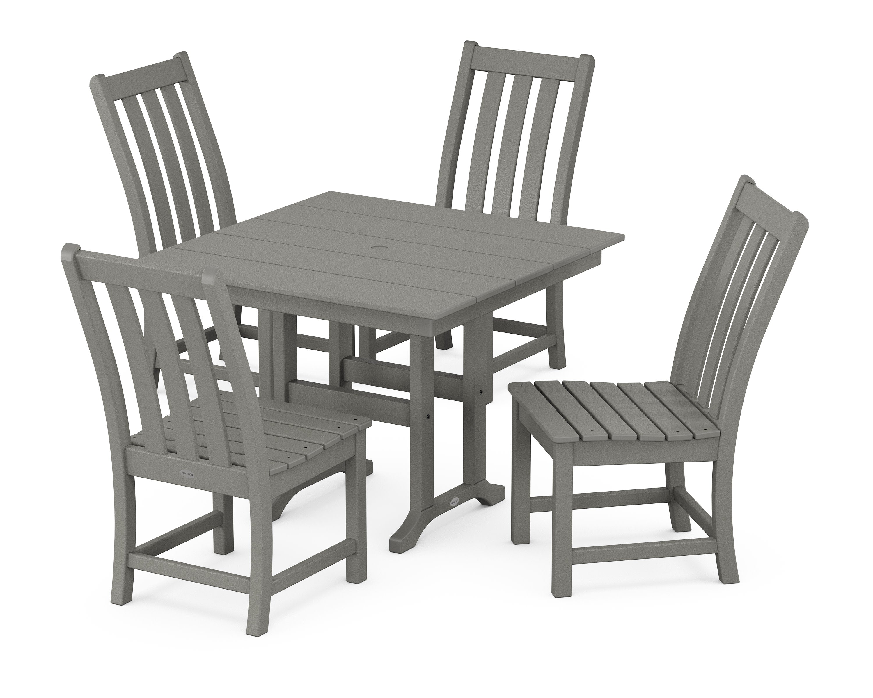 Vineyard Side Chair 5-Piece Farmhouse Dining Set in Slate Grey
