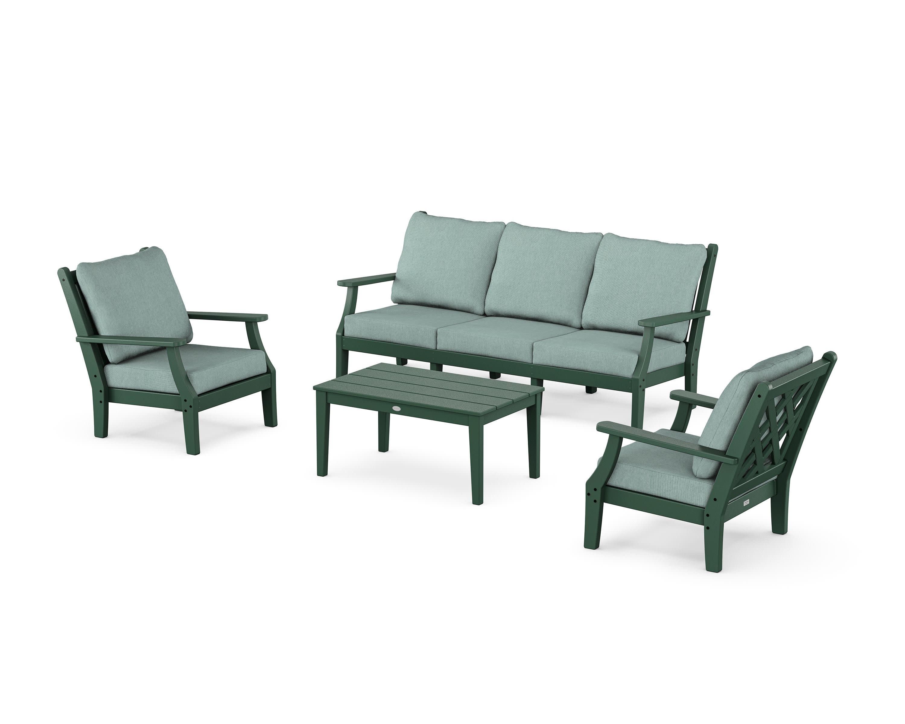 Wovendale 4-Piece Deep Seating Set with Sofa in Green / Glacier Spa